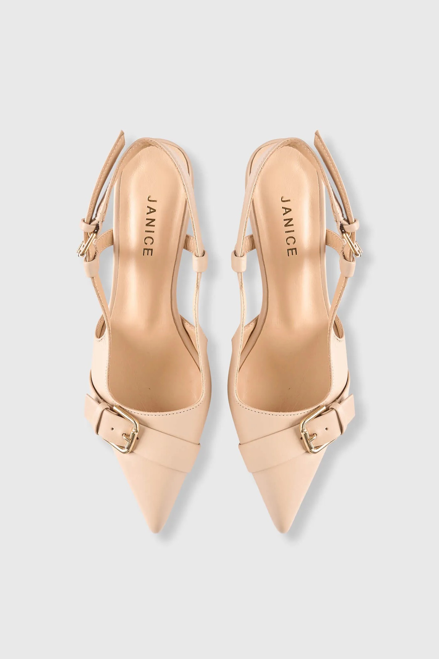 Slingbacks Dames Leer Hakje Beige Elio