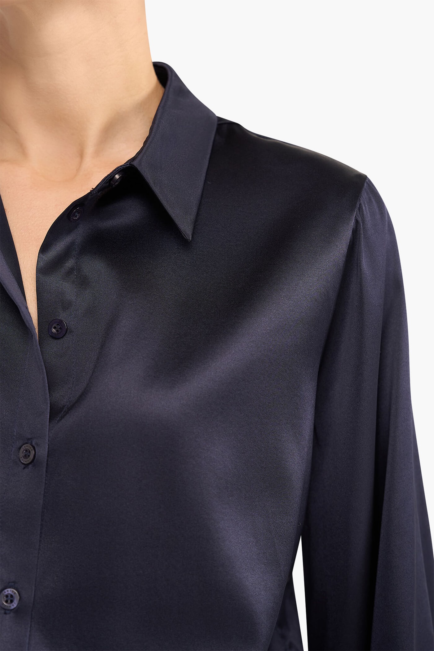 Zijden Blouse Dames Stretch Abe Donker Blauw