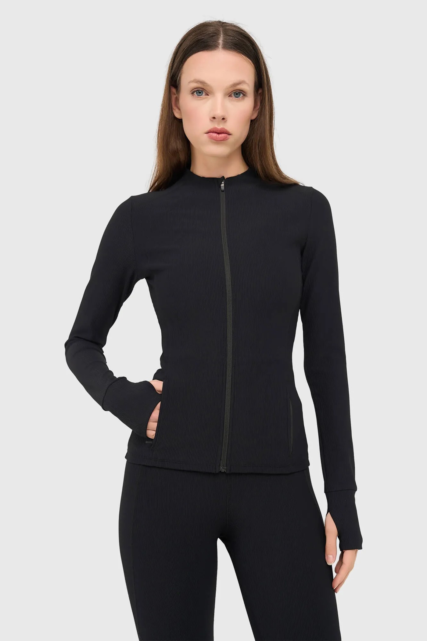 Sport Vest Jasje Dames Zwart Rib Texas