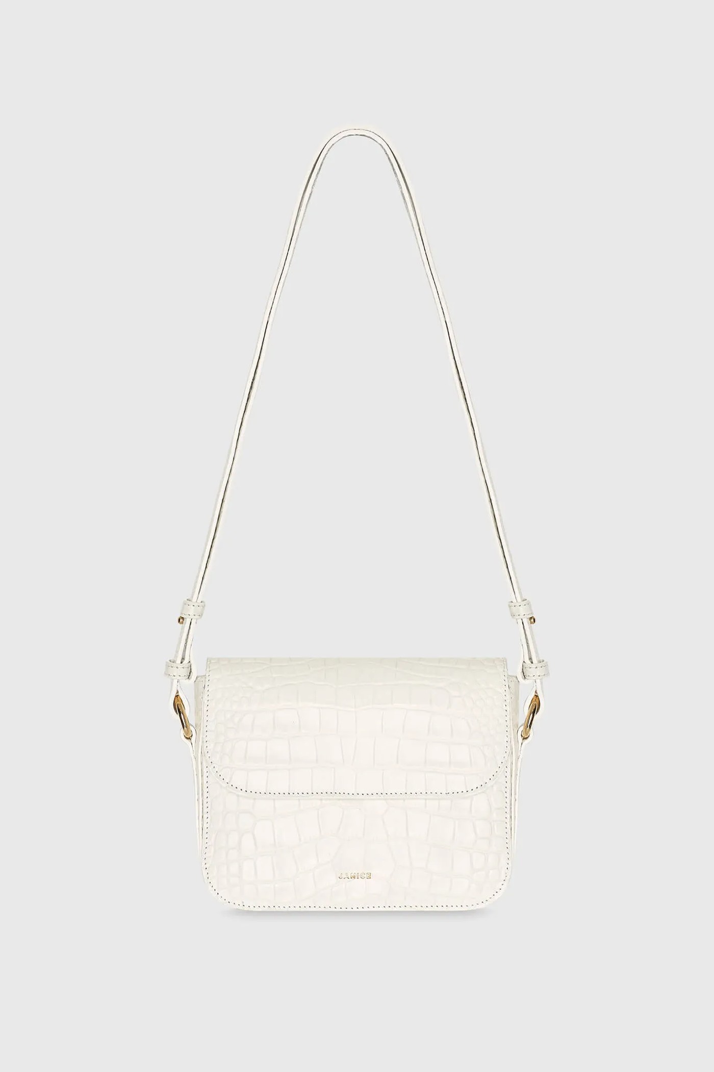 Leren Dames Tas Elias Croco Off White