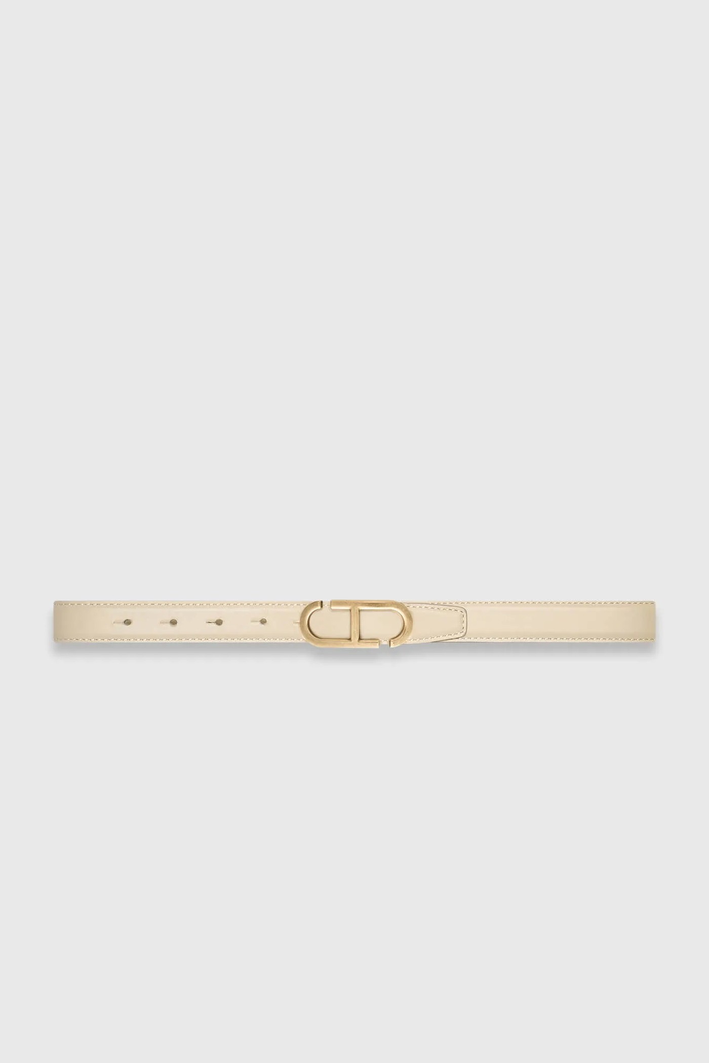 Leren Dames Riem Reversible Off White Creme Brass Trophy Buckle