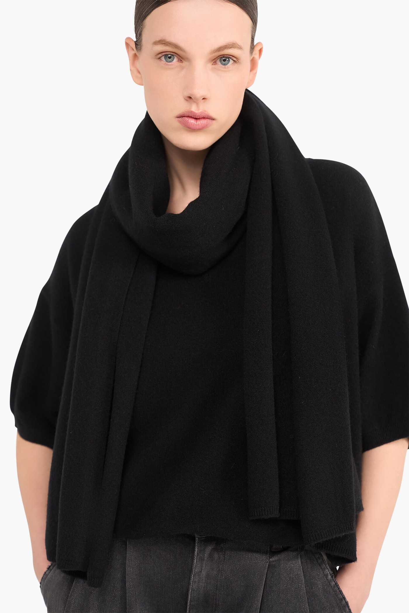 Cashmere Trui Dames Korte Mouw Romeo Zwart