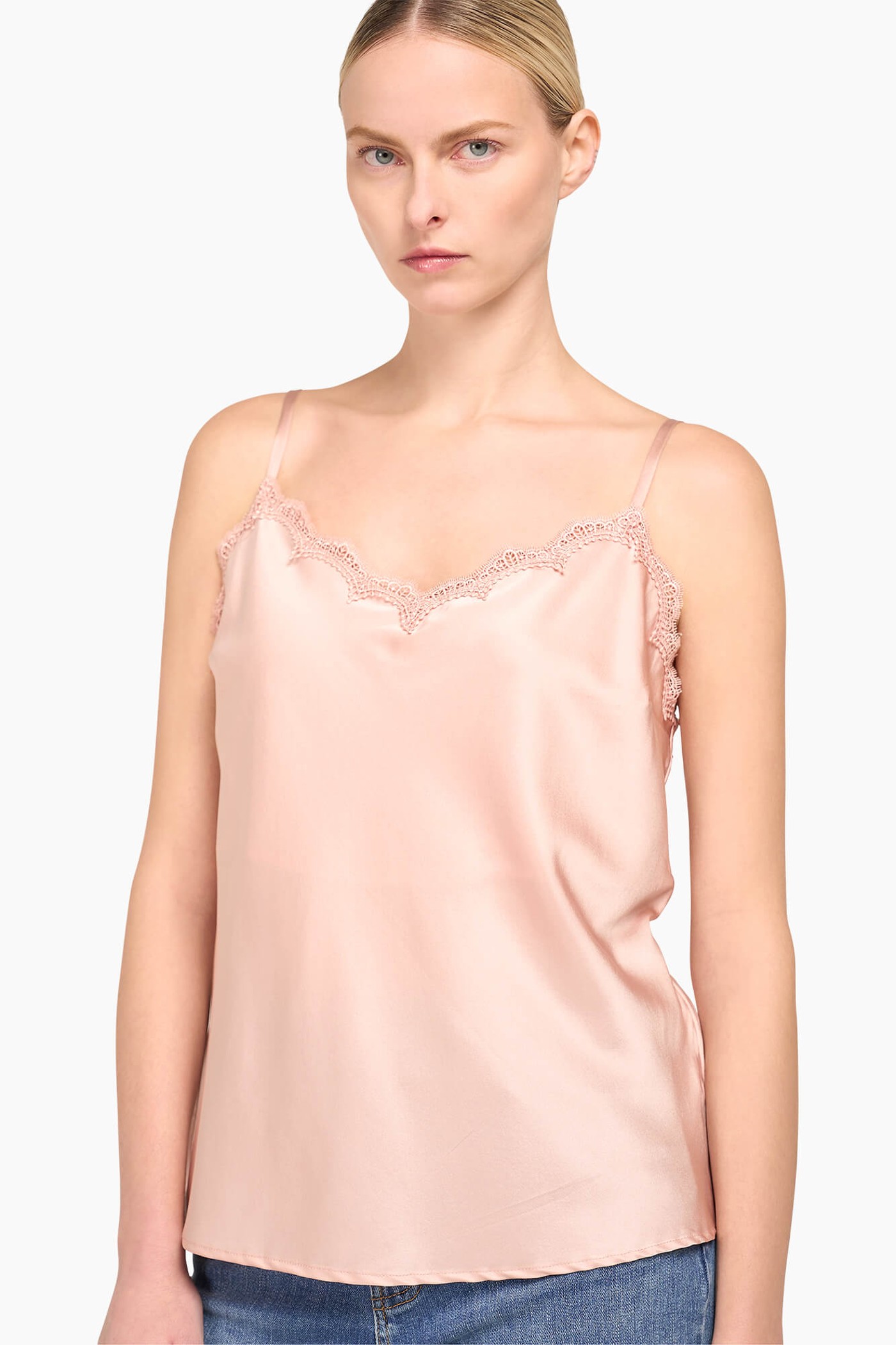 Zijden Top Dames Kant River Roze