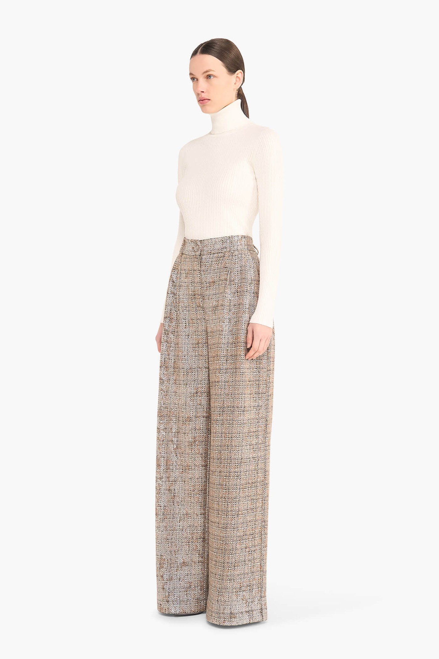 Broek Dames Wijde Pijp Dollar Bruin Zilver Metallic