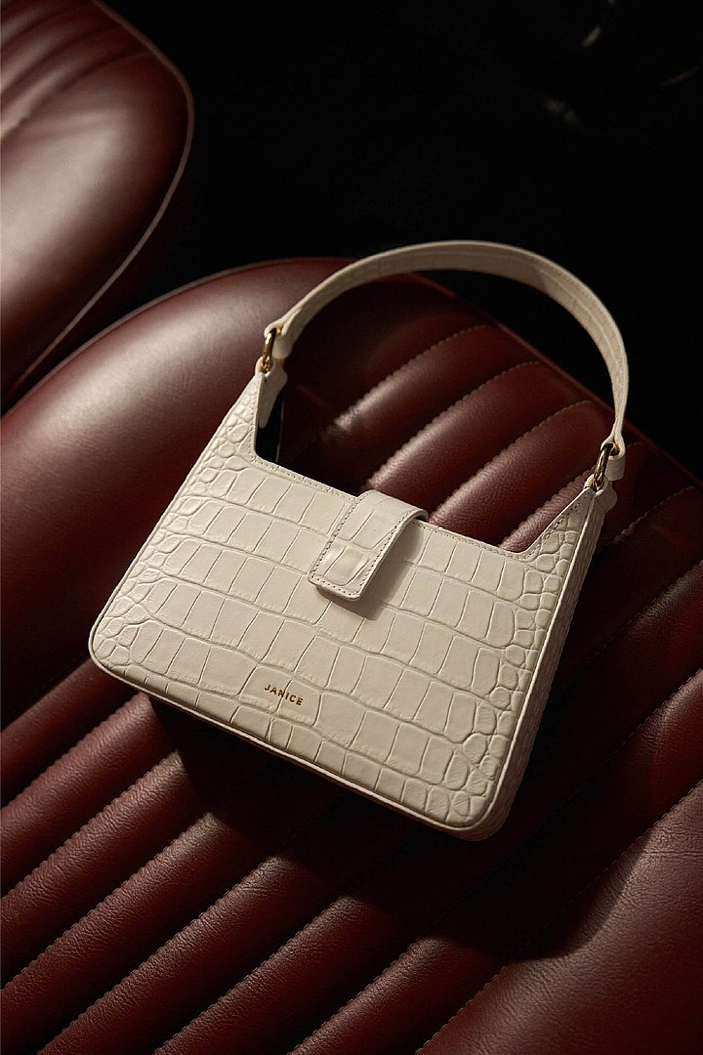 Leren Handtas Off White Croco Conan
