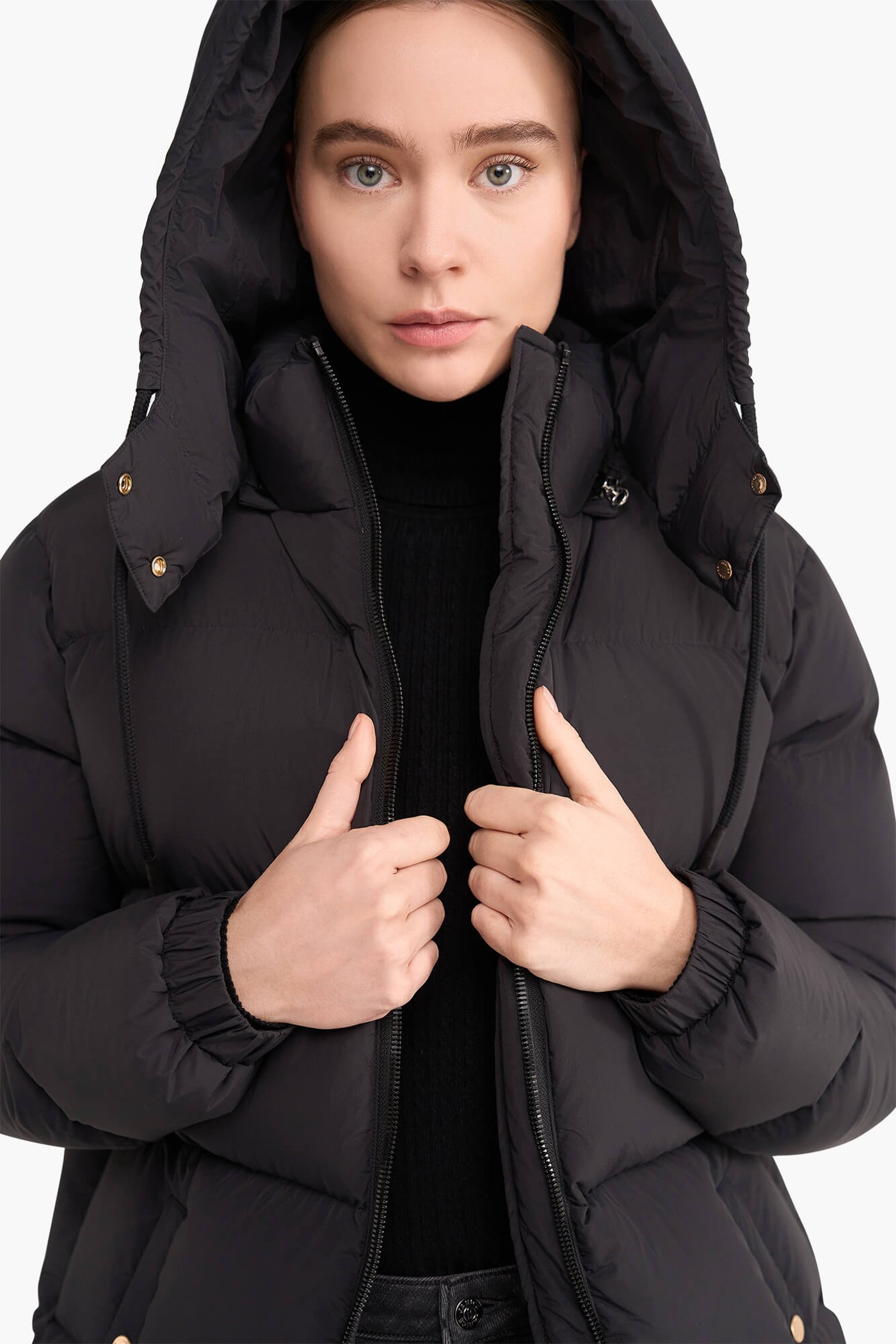Puffer Jas Dames Lang Derrick Zwart