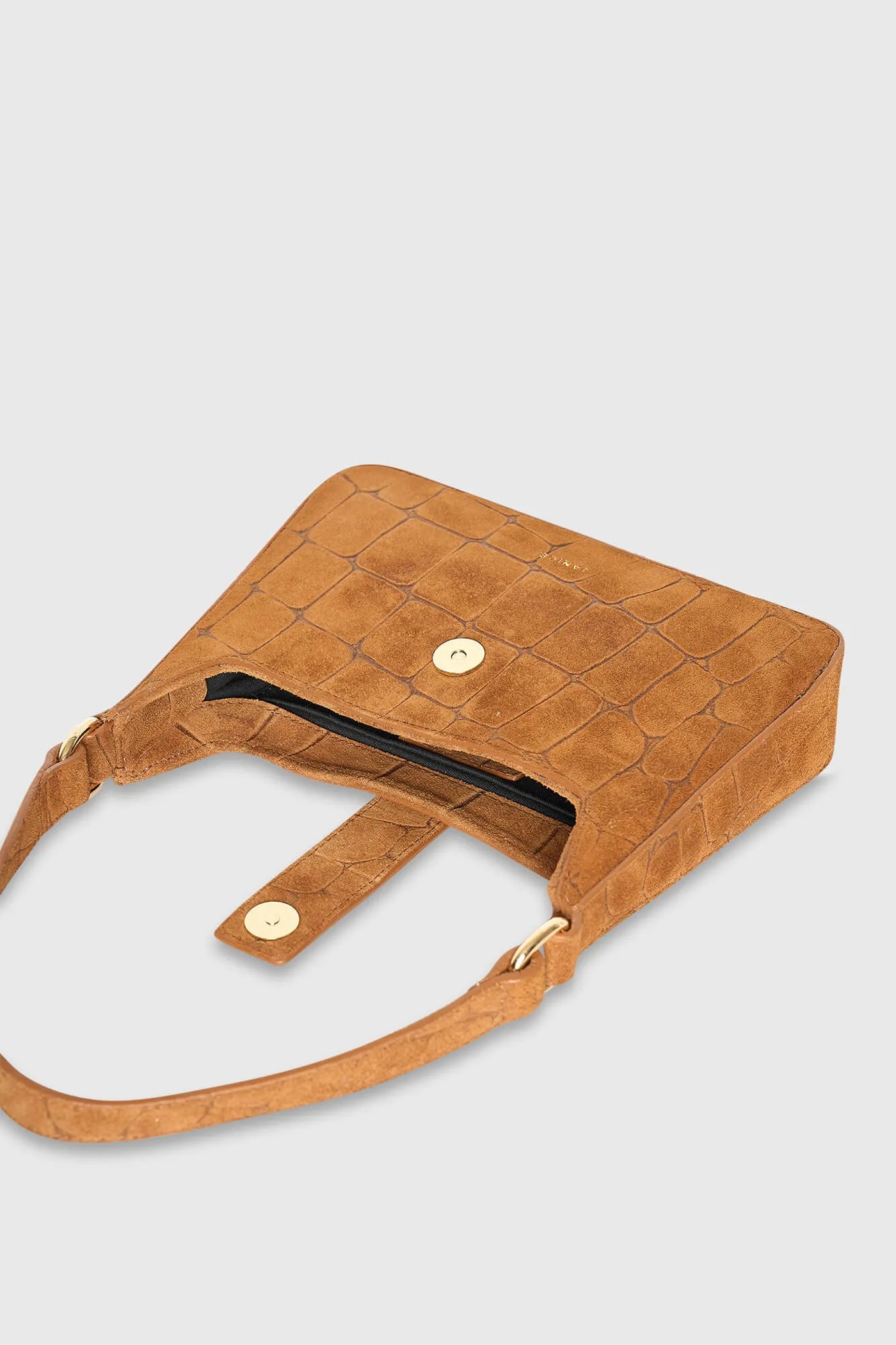 Leren Suede Handtas Camel Croco Conan