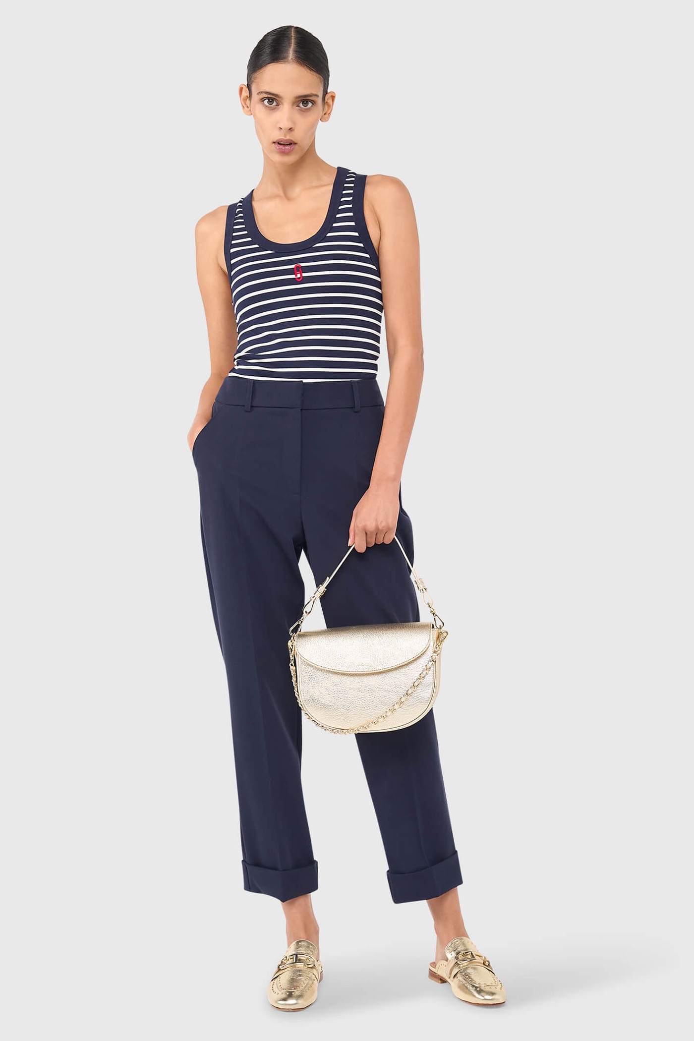 Joni Top Streep Donker Blauw