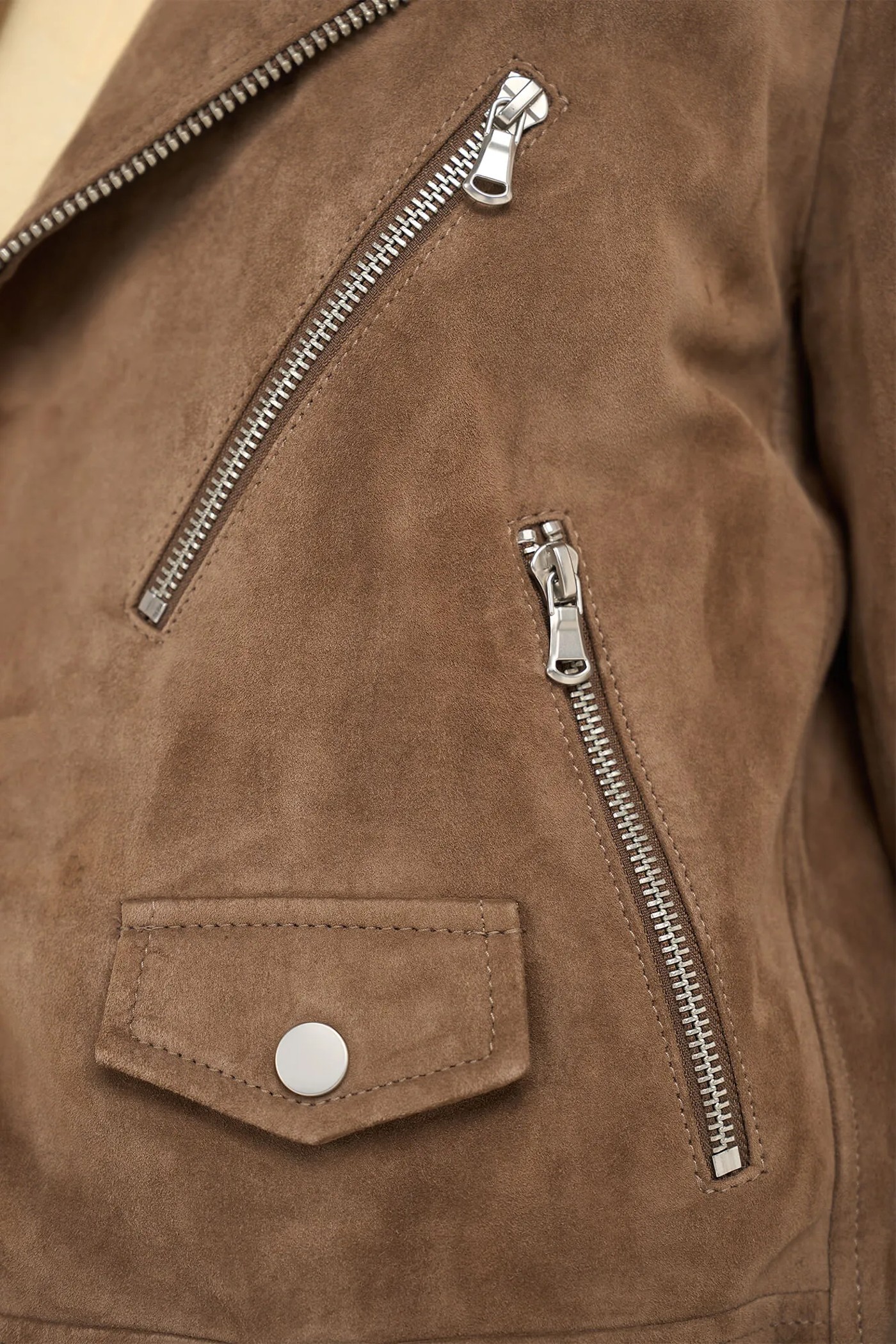 Bruin Leren Suede Biker Jack Burke
