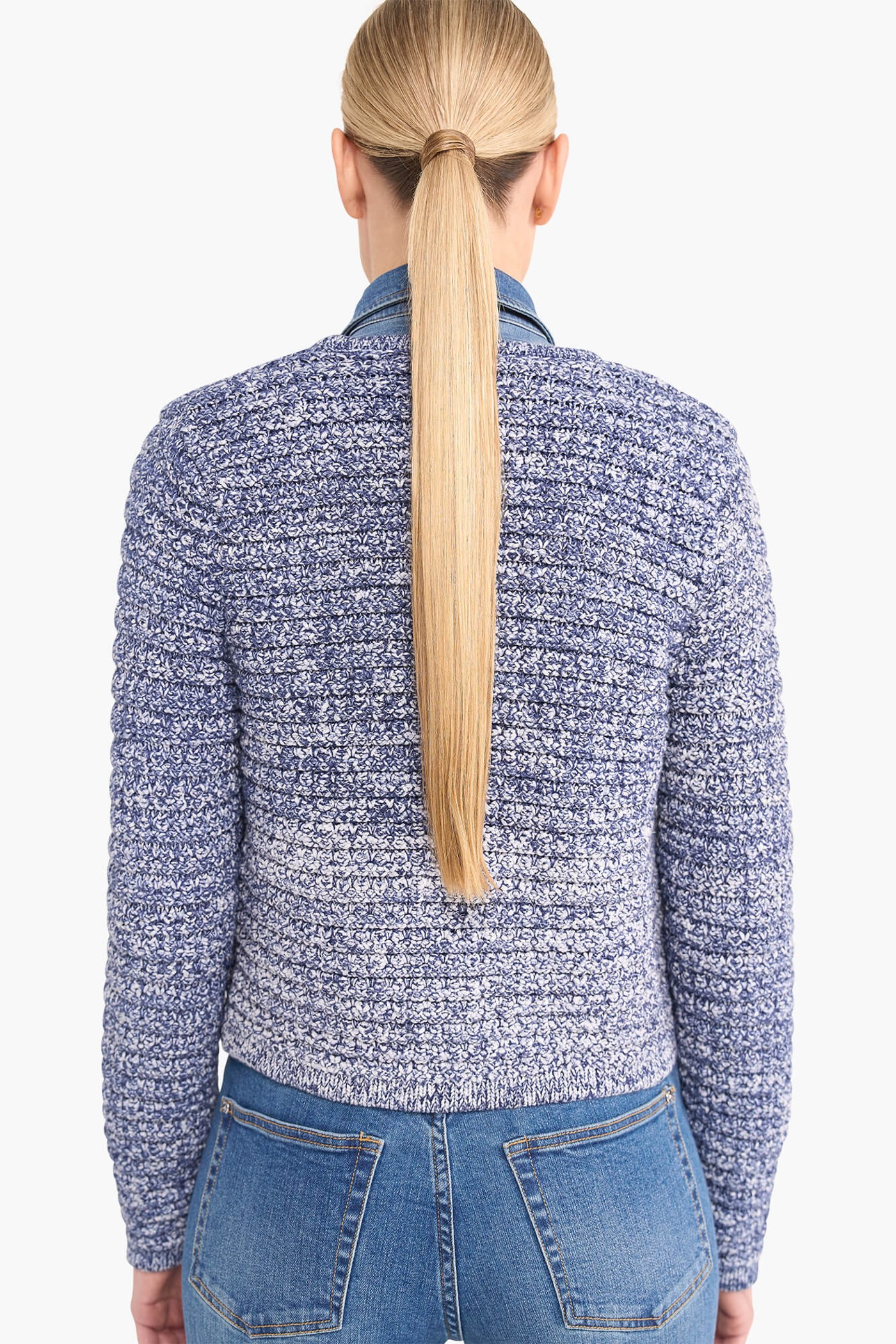 Vest Gebreid Katoen Knopen Jimm Licht Blauw