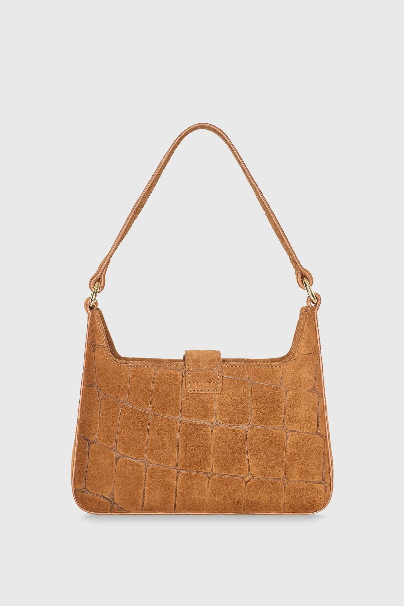 Leren Suede Handtas Camel Croco Conan