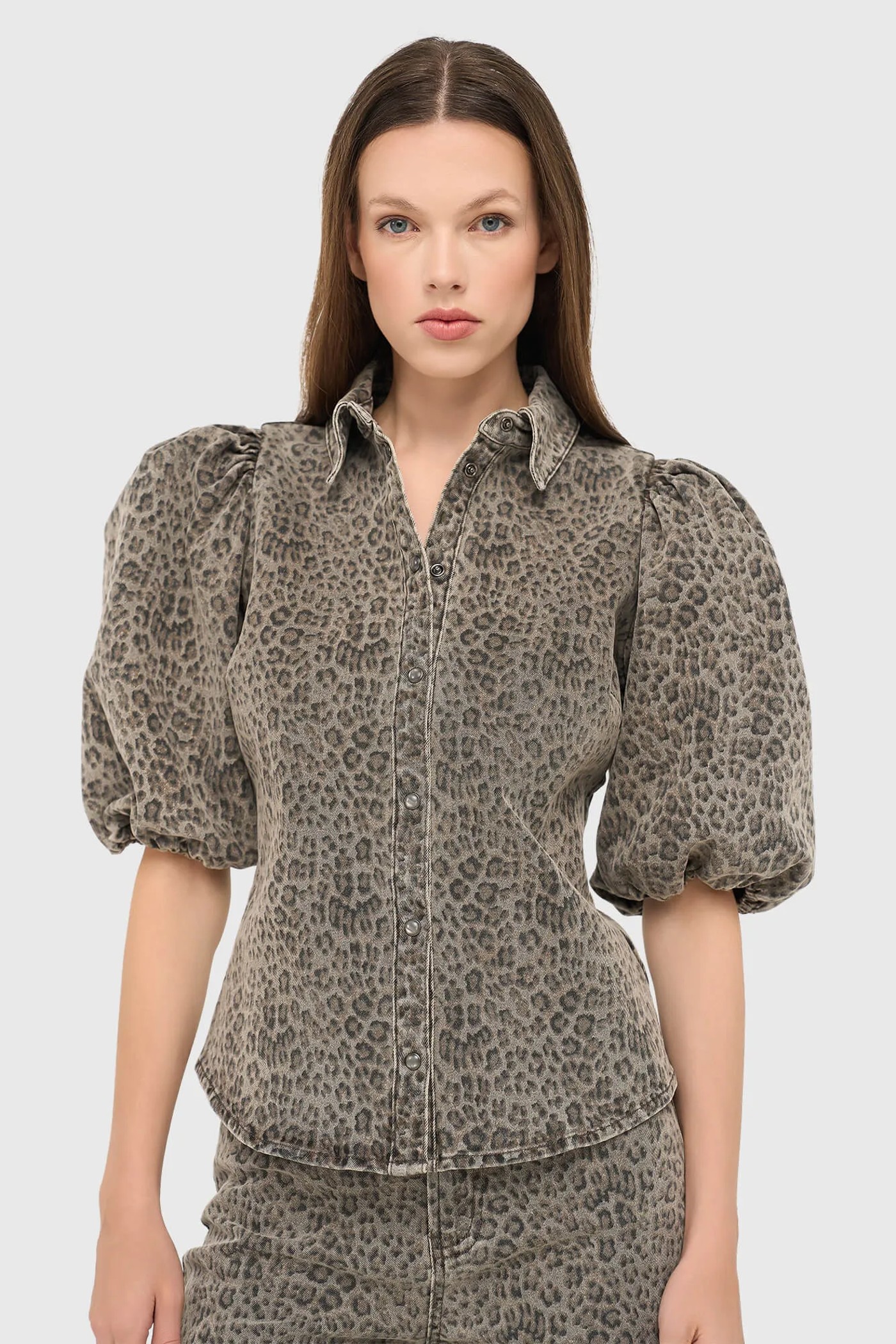 Blouse Dames Denim Pofmouw Lars Panterprint