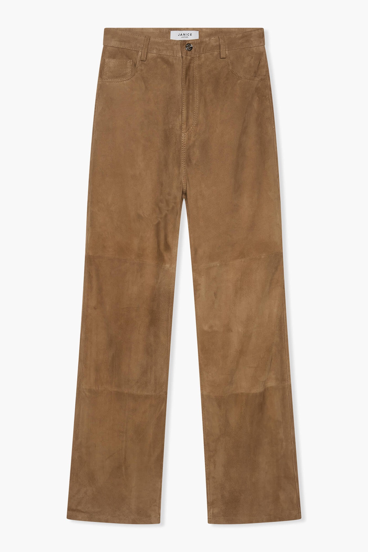 Leren broek suede cognac