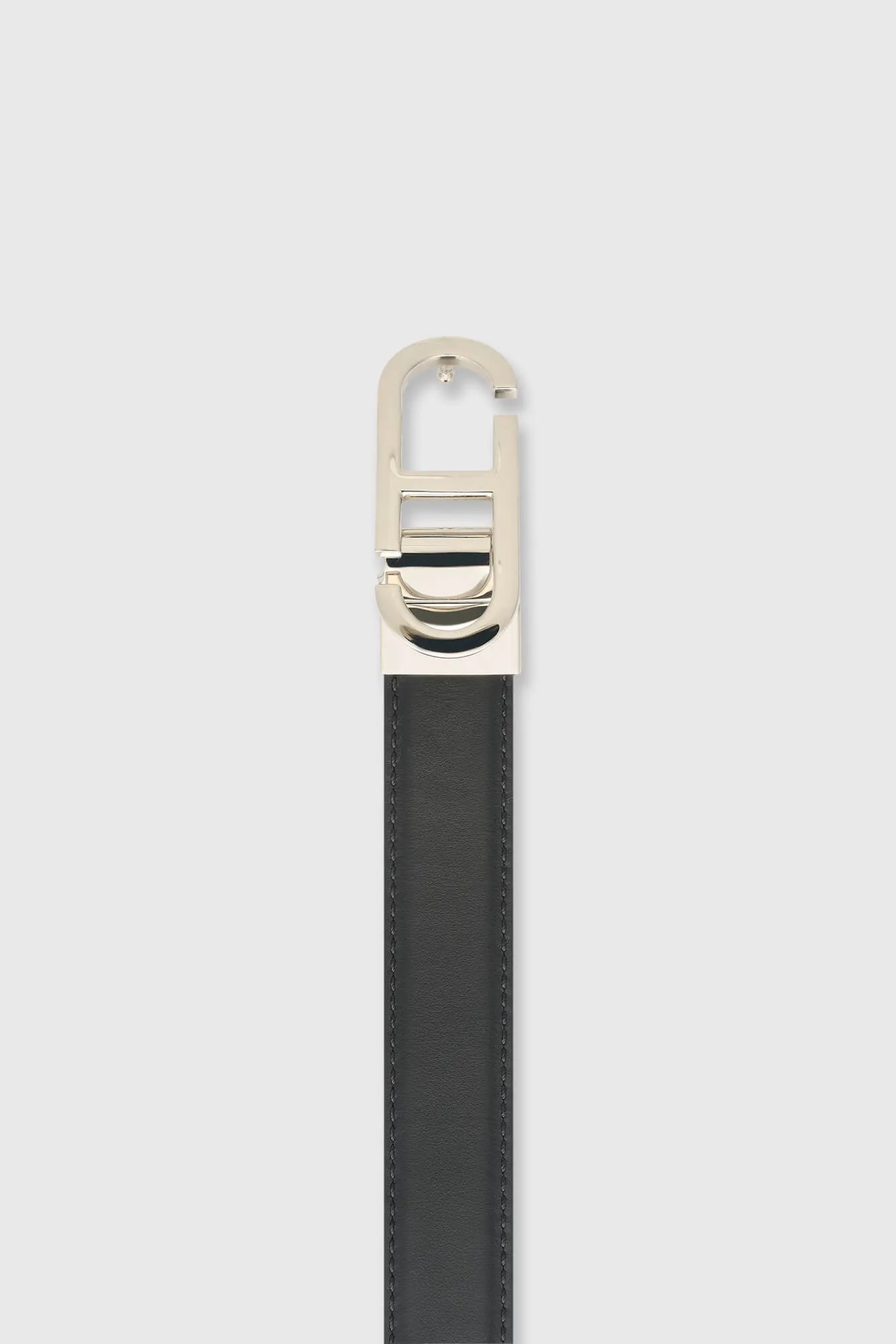 Leren Dames Riem Reversible Zwart Croco Zilver Trophy Buckle