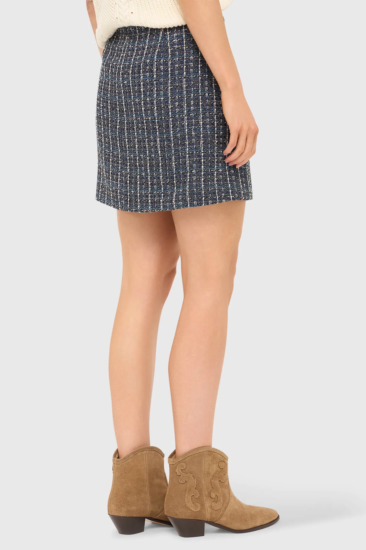 Rok Kort Tweed Nade Blauw