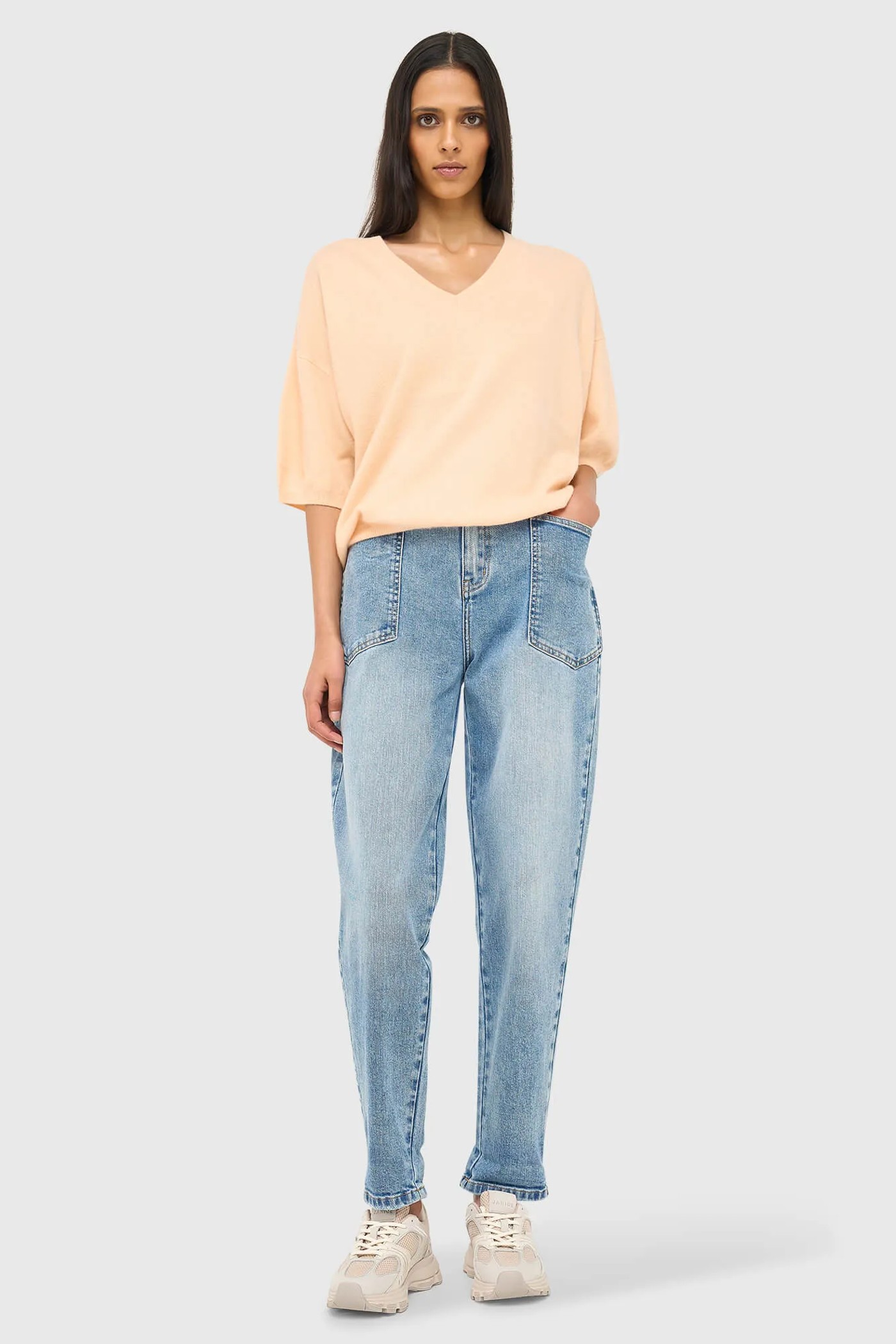 Cashmere Dames Trui V Hals Romeo Peach