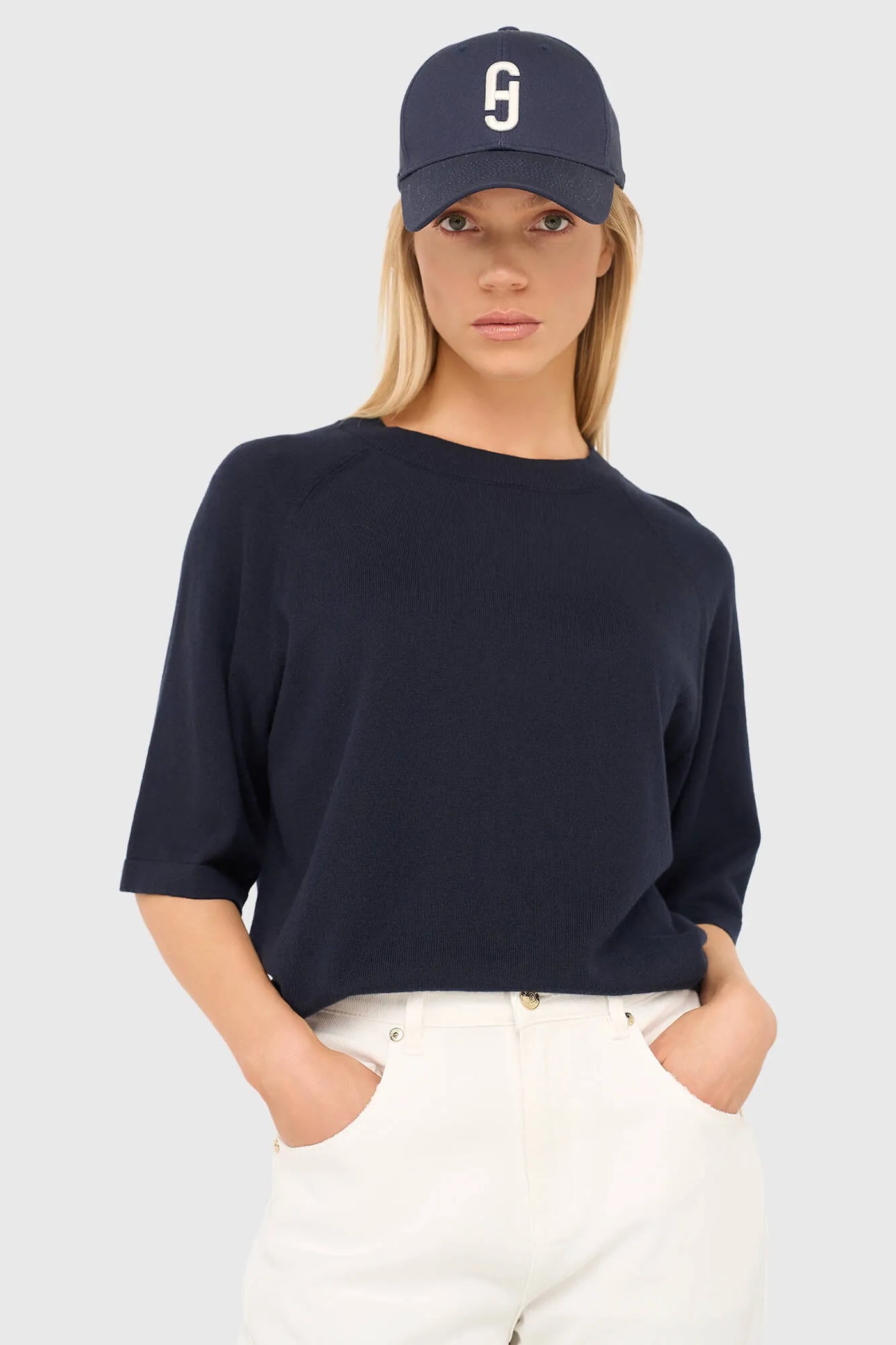 Katoen Cashmere Gebreid Truitje Moss Blauw