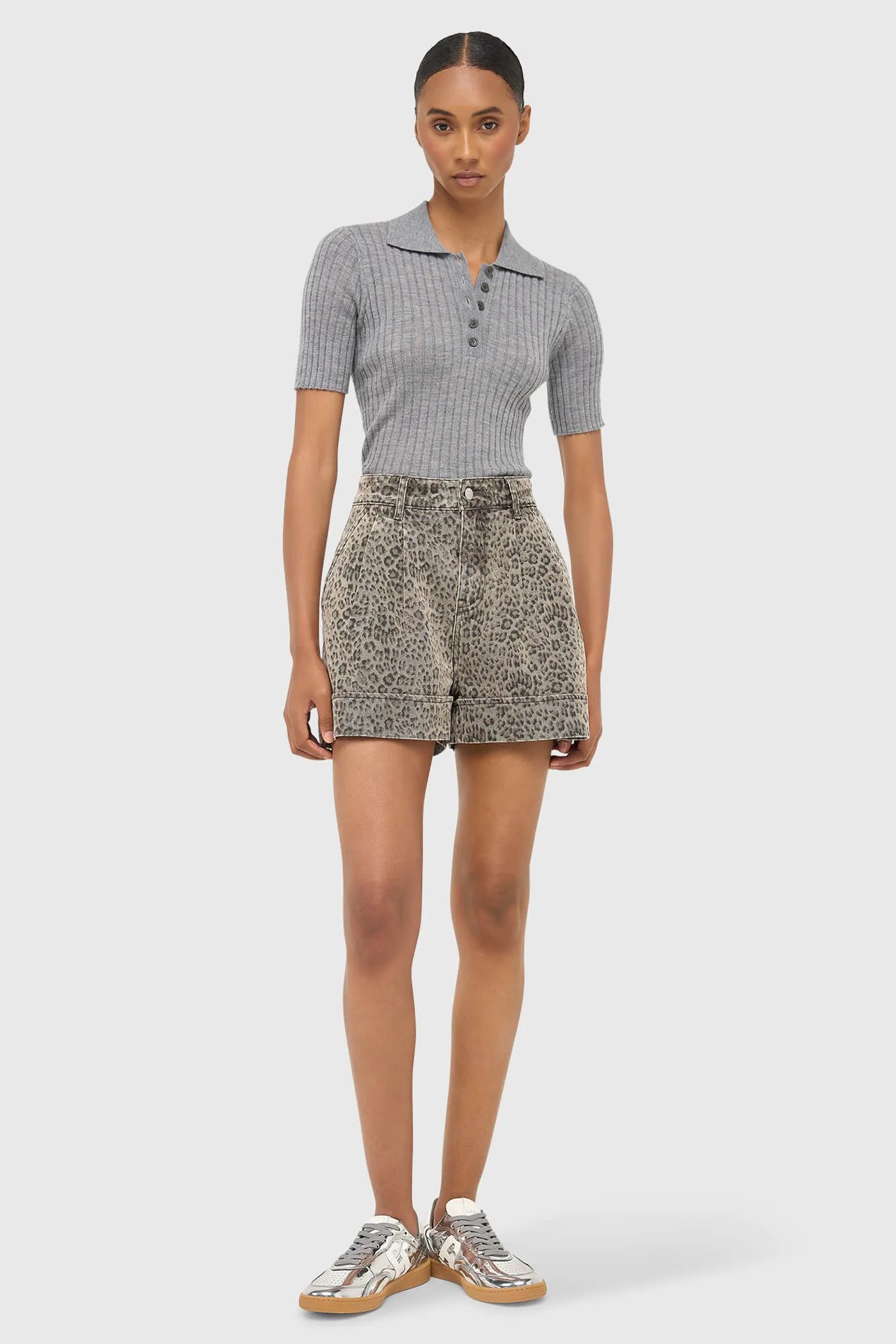 Polo Truitje Gebreid Merino Wol Kian Grijs