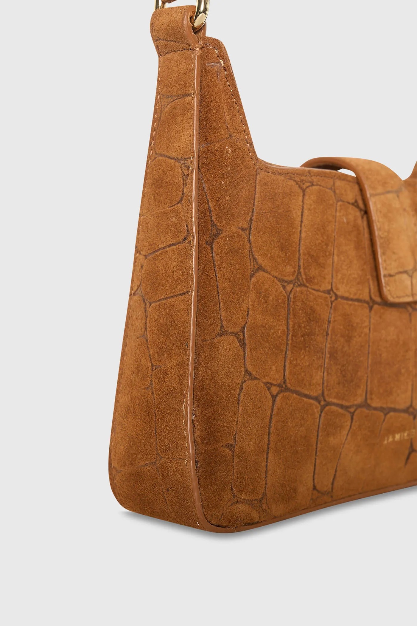 Leren Suede Handtas Camel Croco Conan