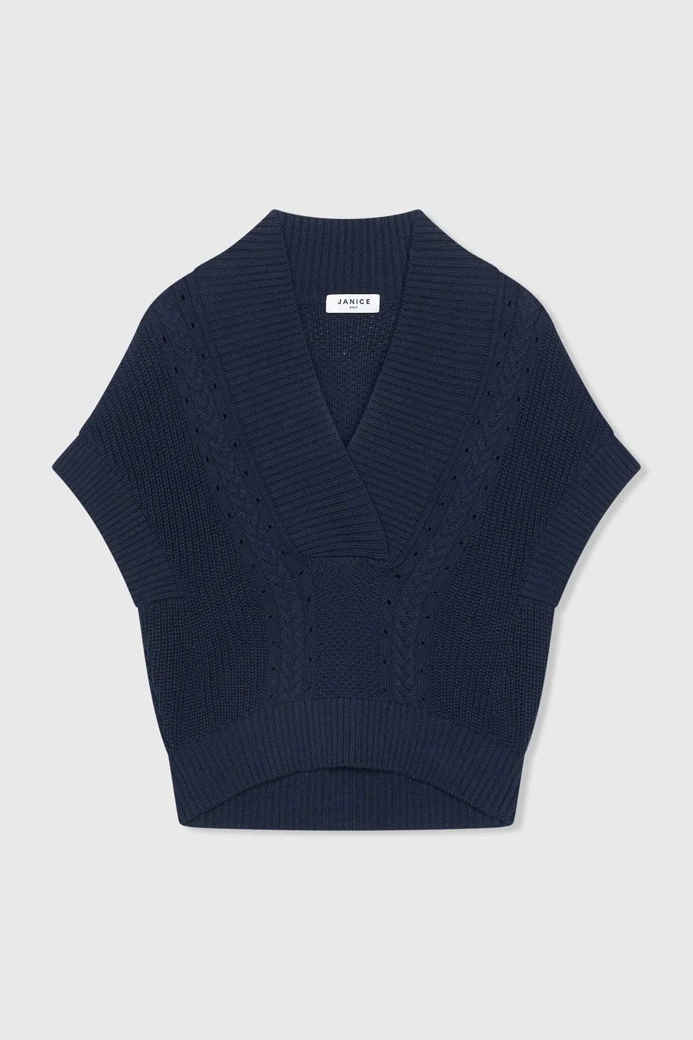 Katoenen Spencer Vest Kabel Dames Viggo Blauw