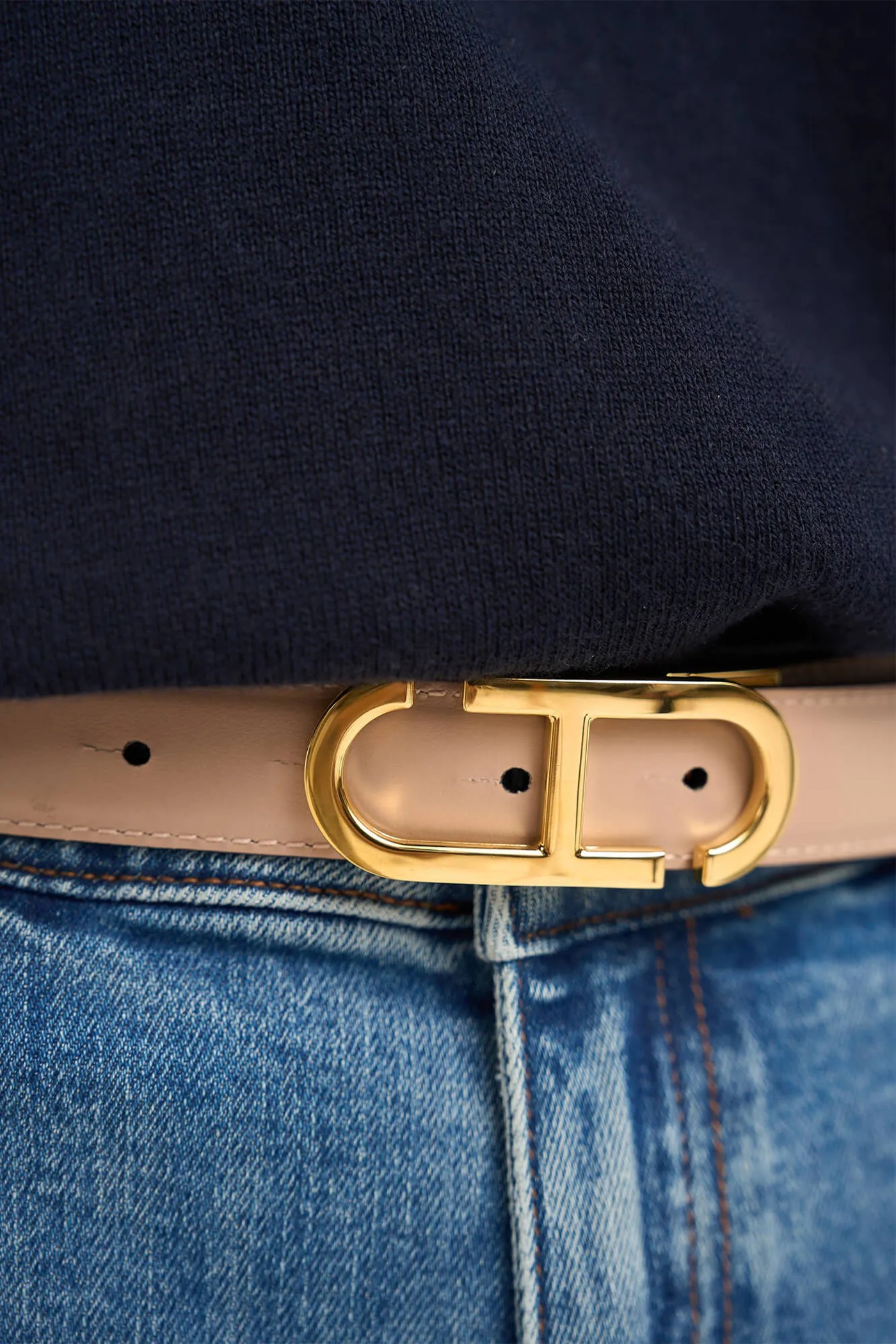 Leren Dames Riem Reversible Zwart Taupe Goud Trophy Buckle