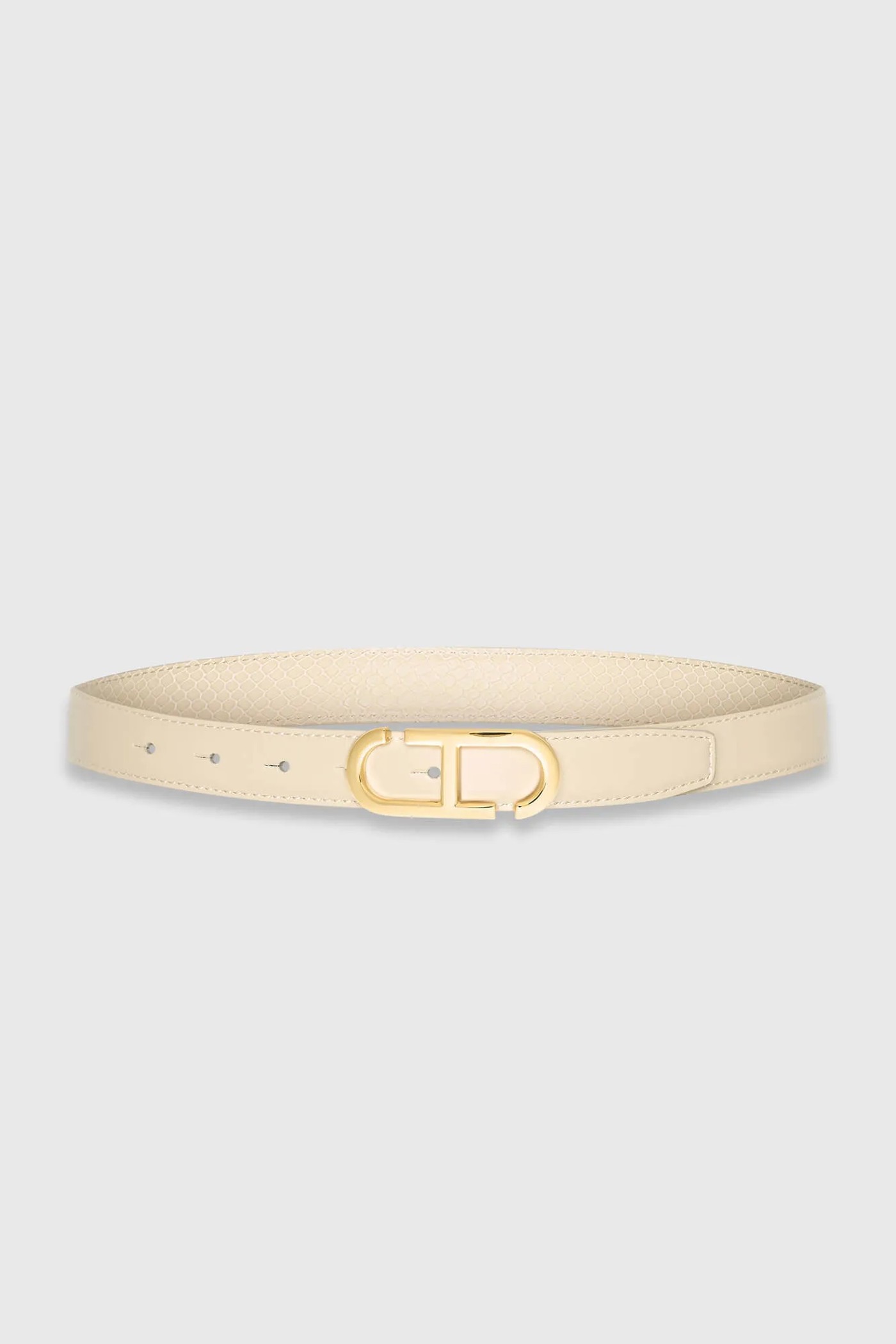 Leren Dames Riem Reversible Off White Creme Goud Trophy Buckle