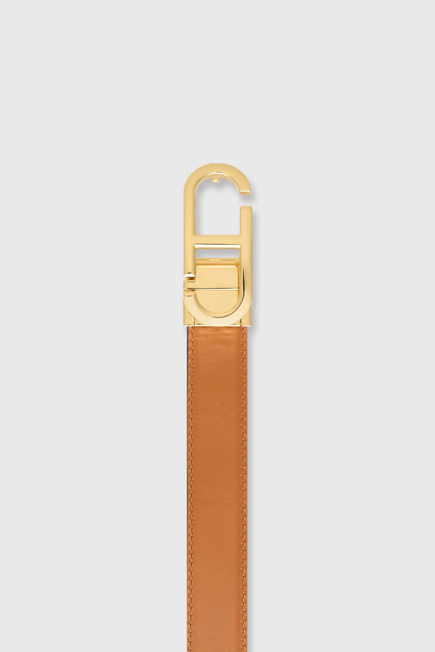 Leren Dames Riem Reversible Zwart Camel Goud Trophy Buckle