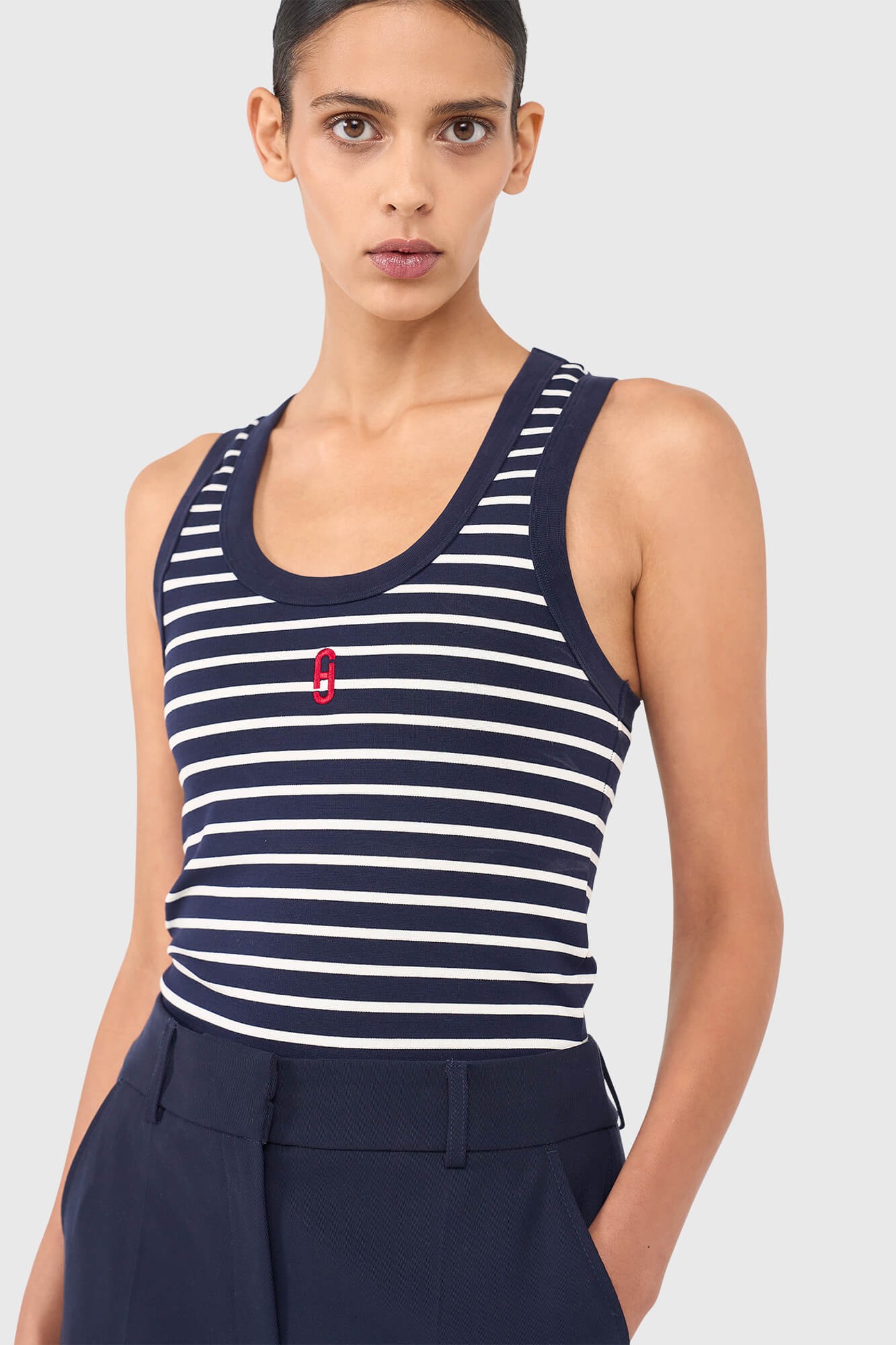Joni Top Streep Donker Blauw