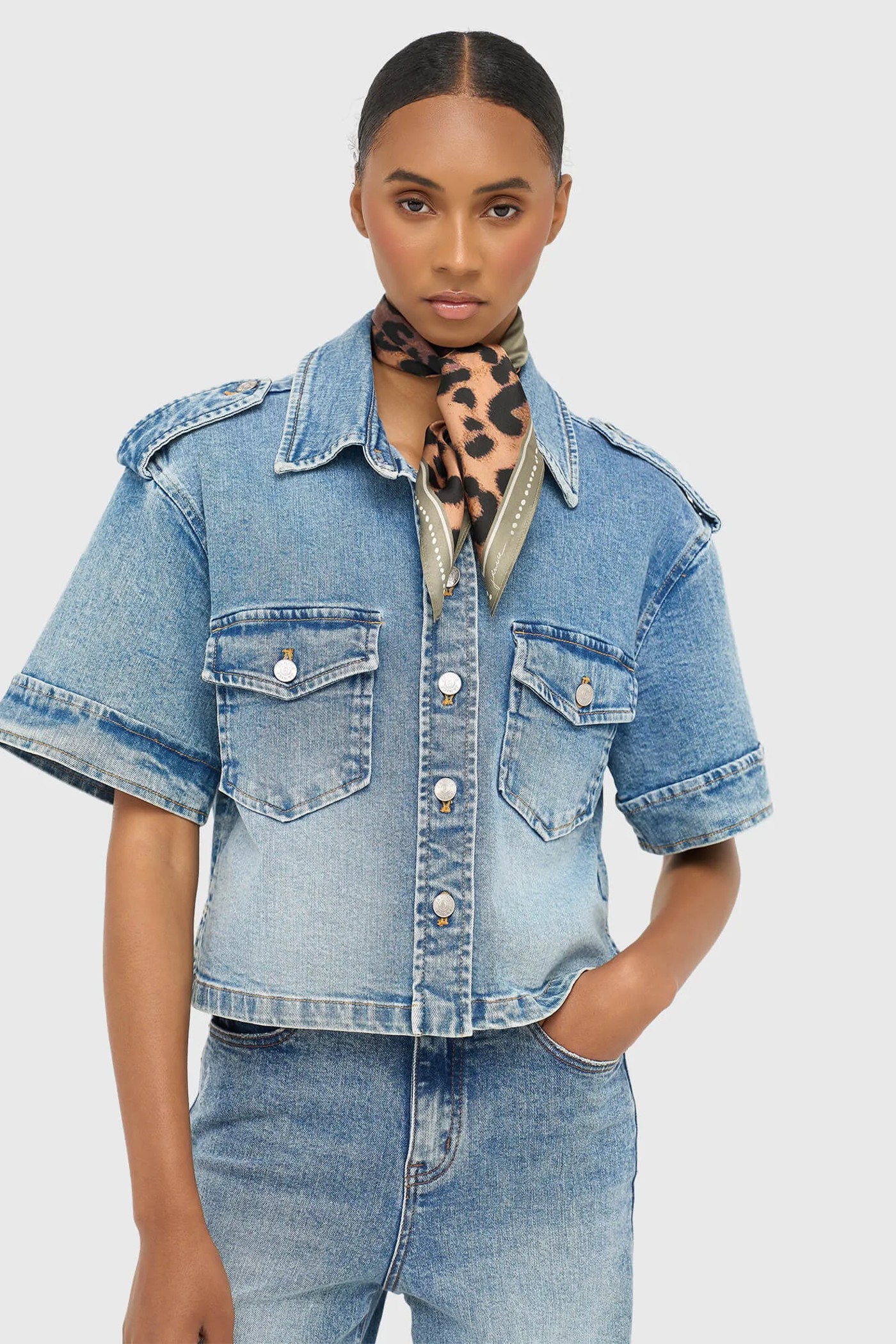 Denim Blouse Dames Spike Blauw 786