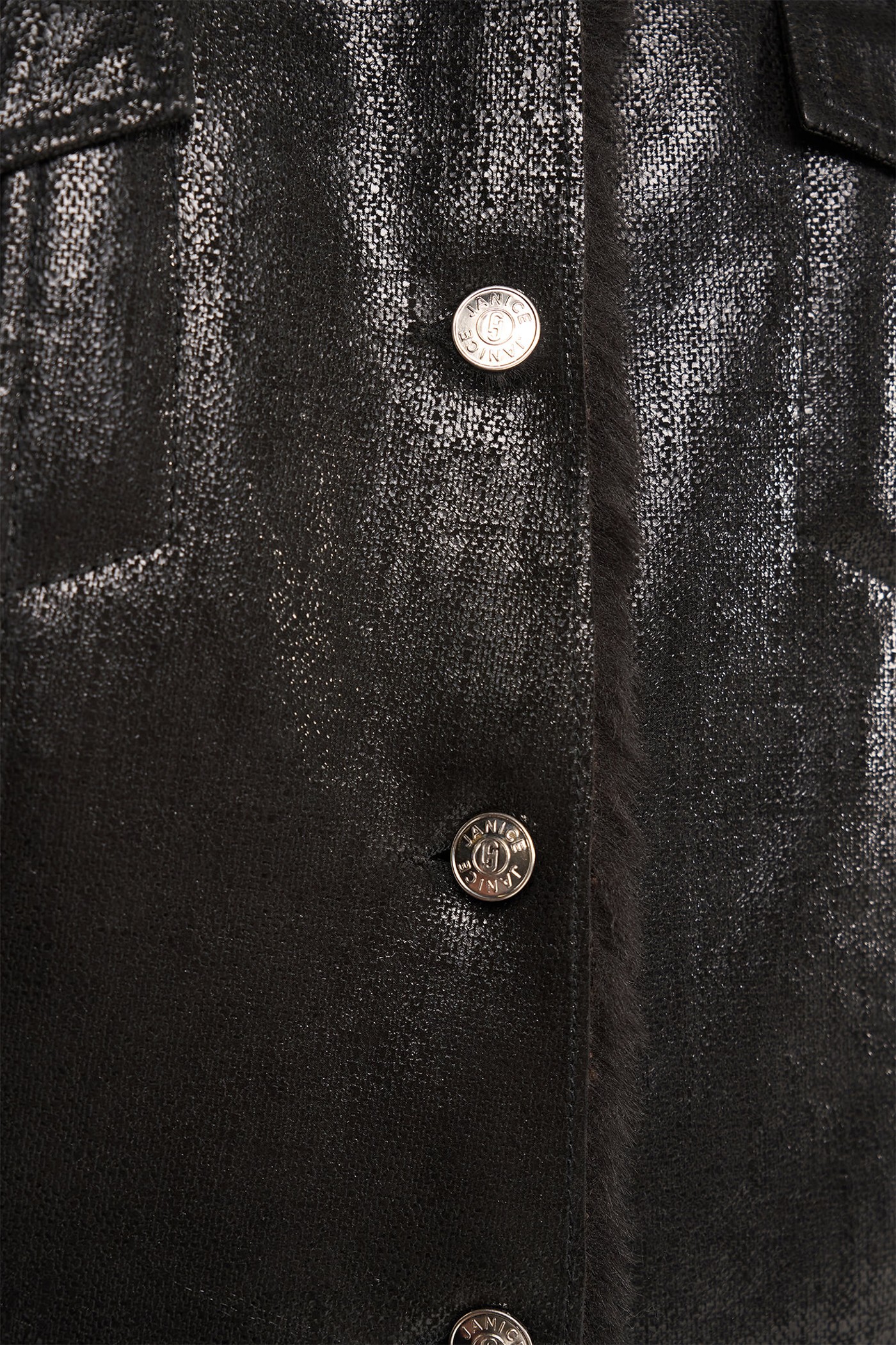 Jas Dames Kort Leer Gregory Zwart Metallic
