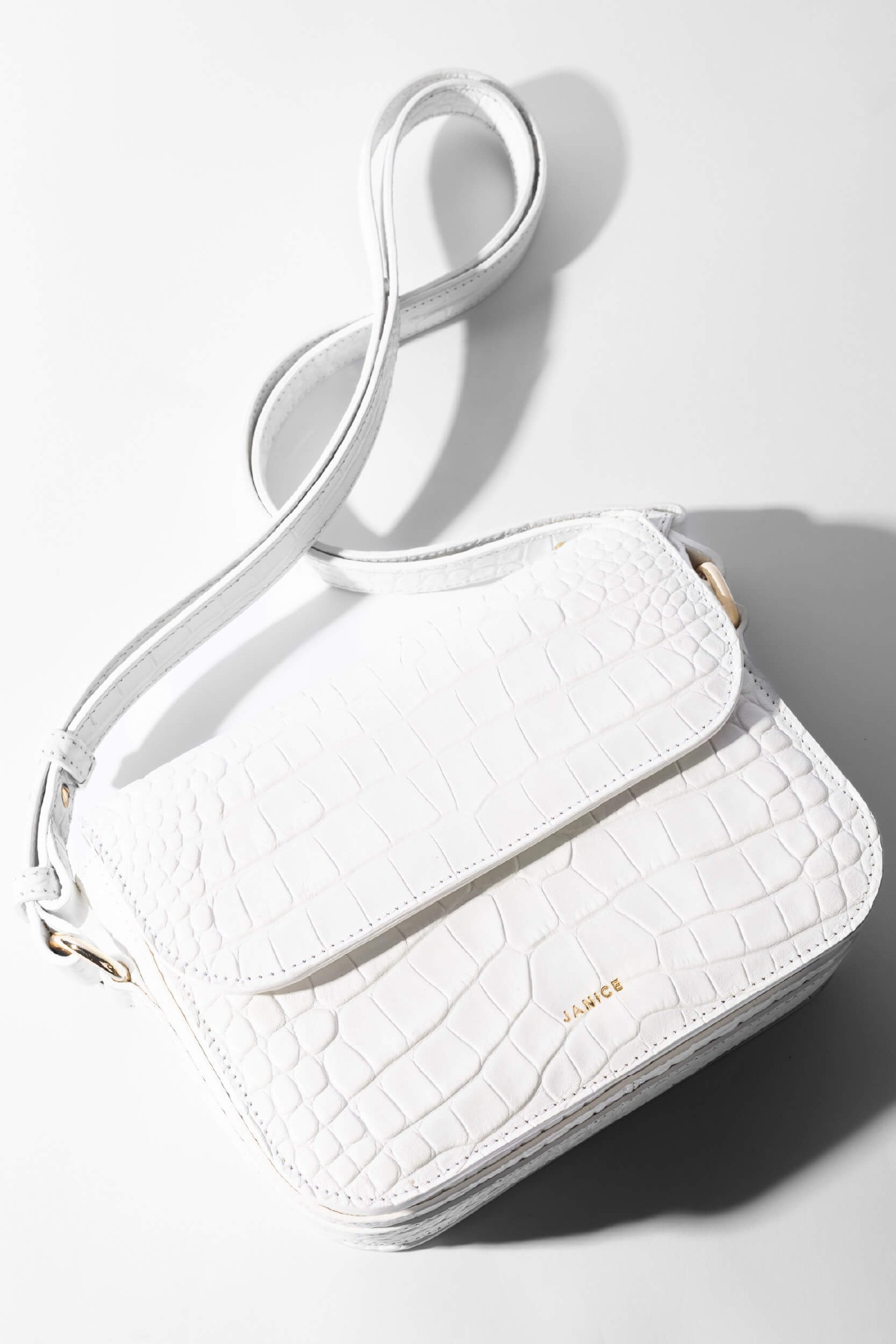 Leren Dames Tas Elias Croco Off White