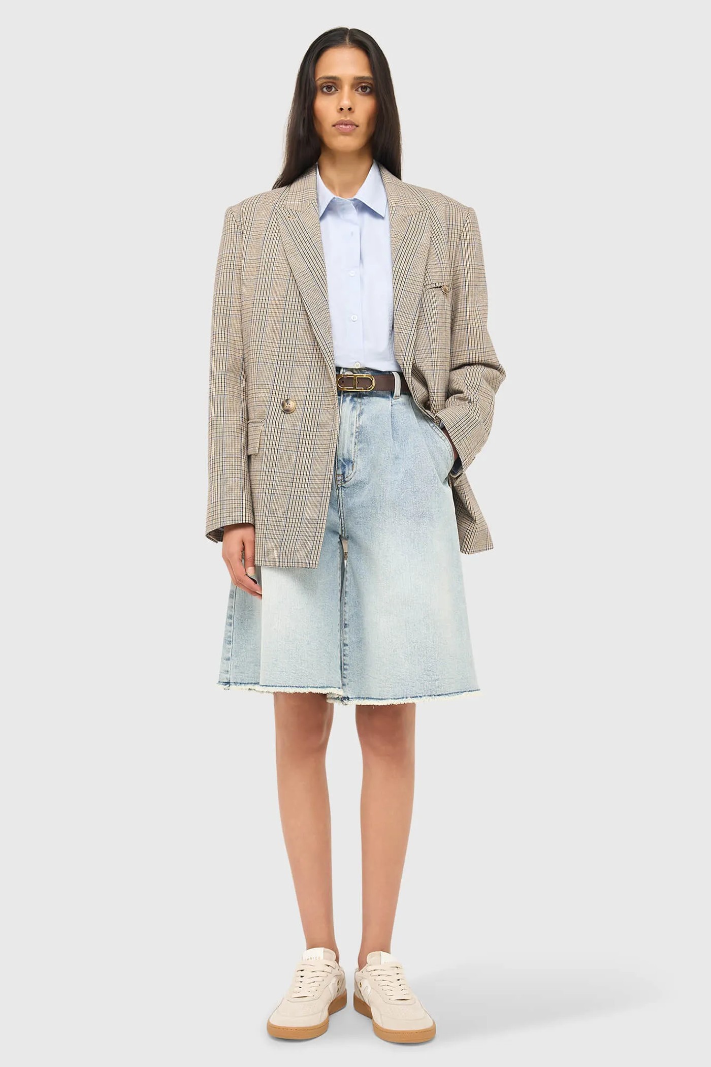 Blazer Dames Ruit Jones Beige