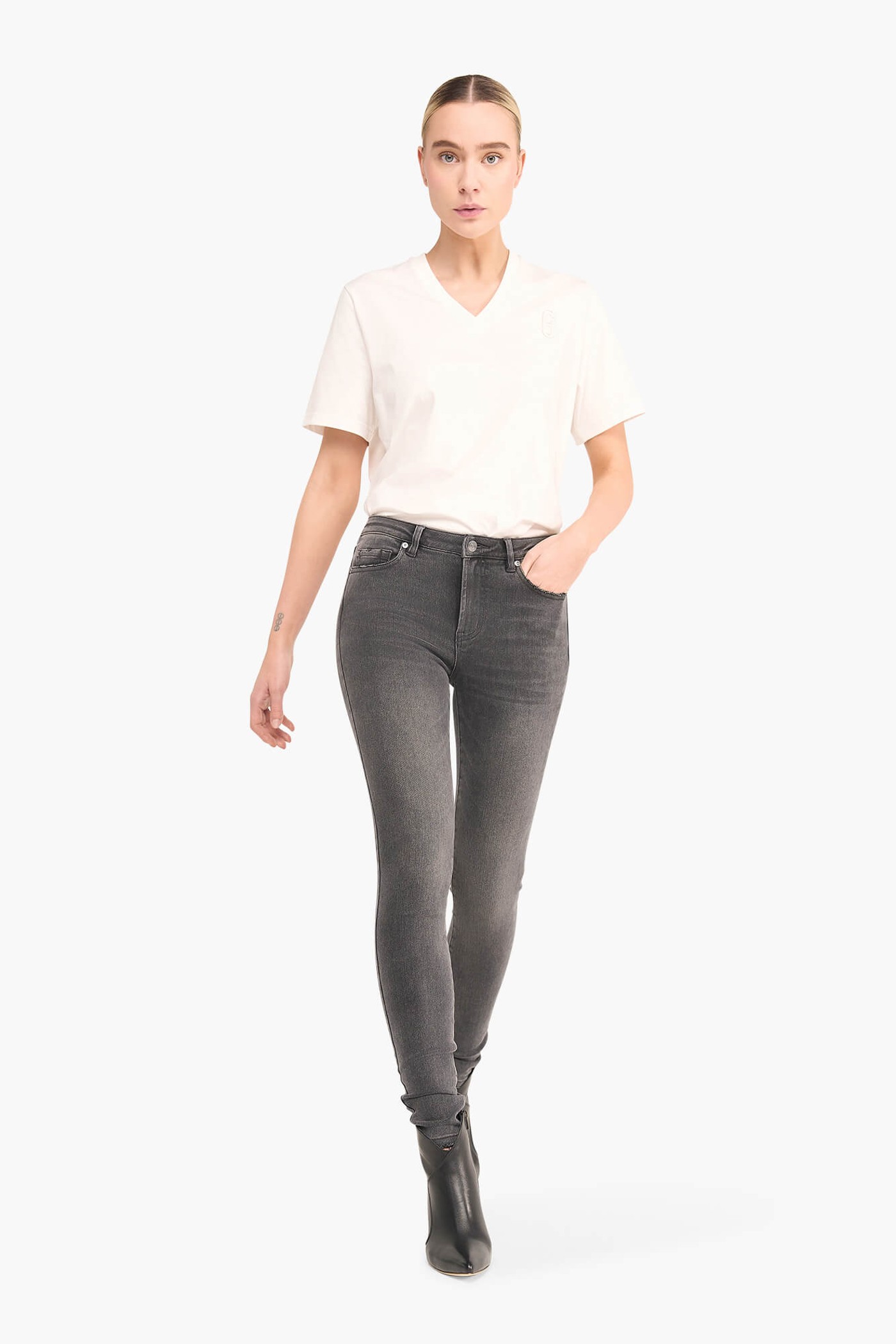 Skinny Jeans Dames Highwaist Rocket Grijs 415