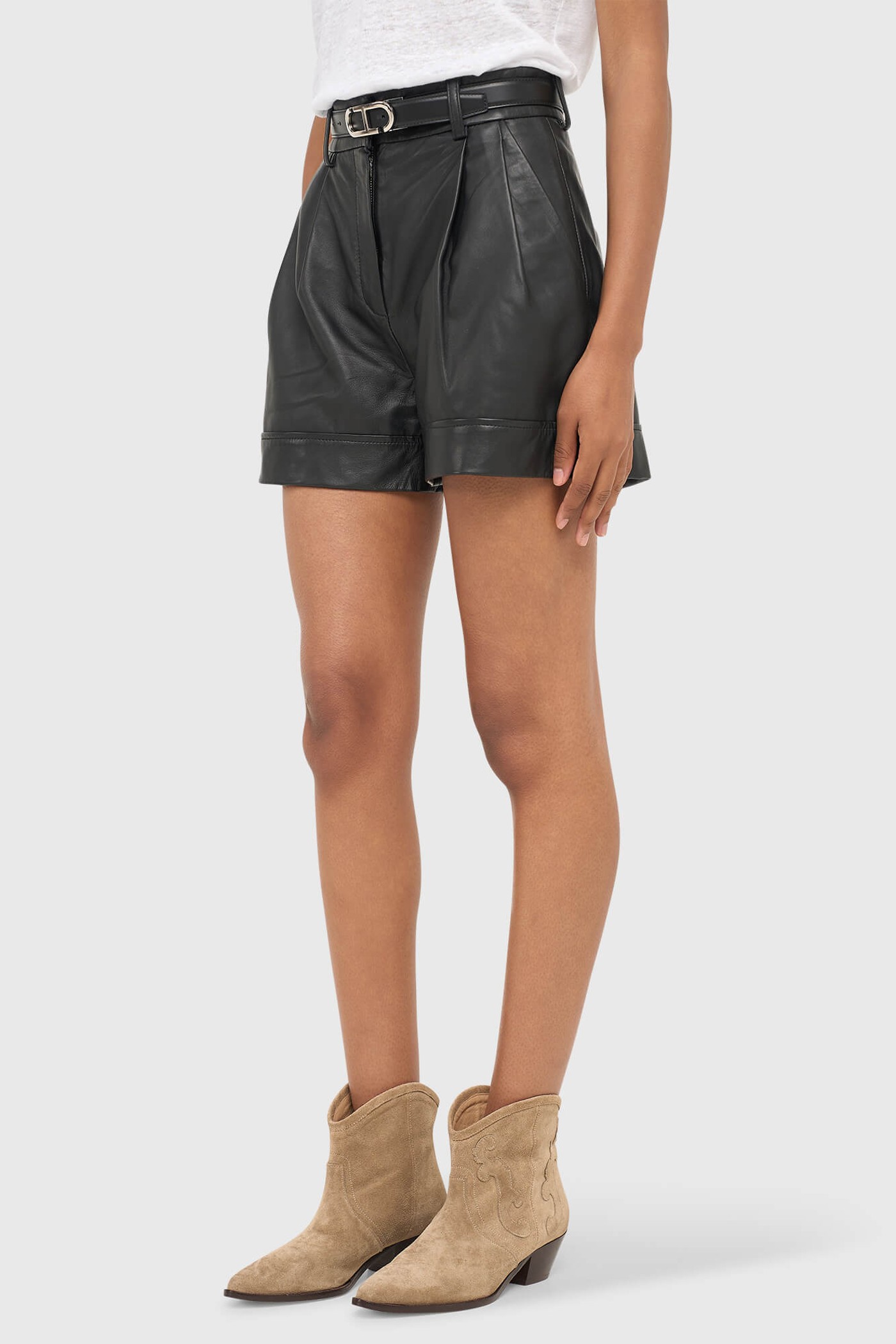 Shortje Dames Leer Arthur Zwart