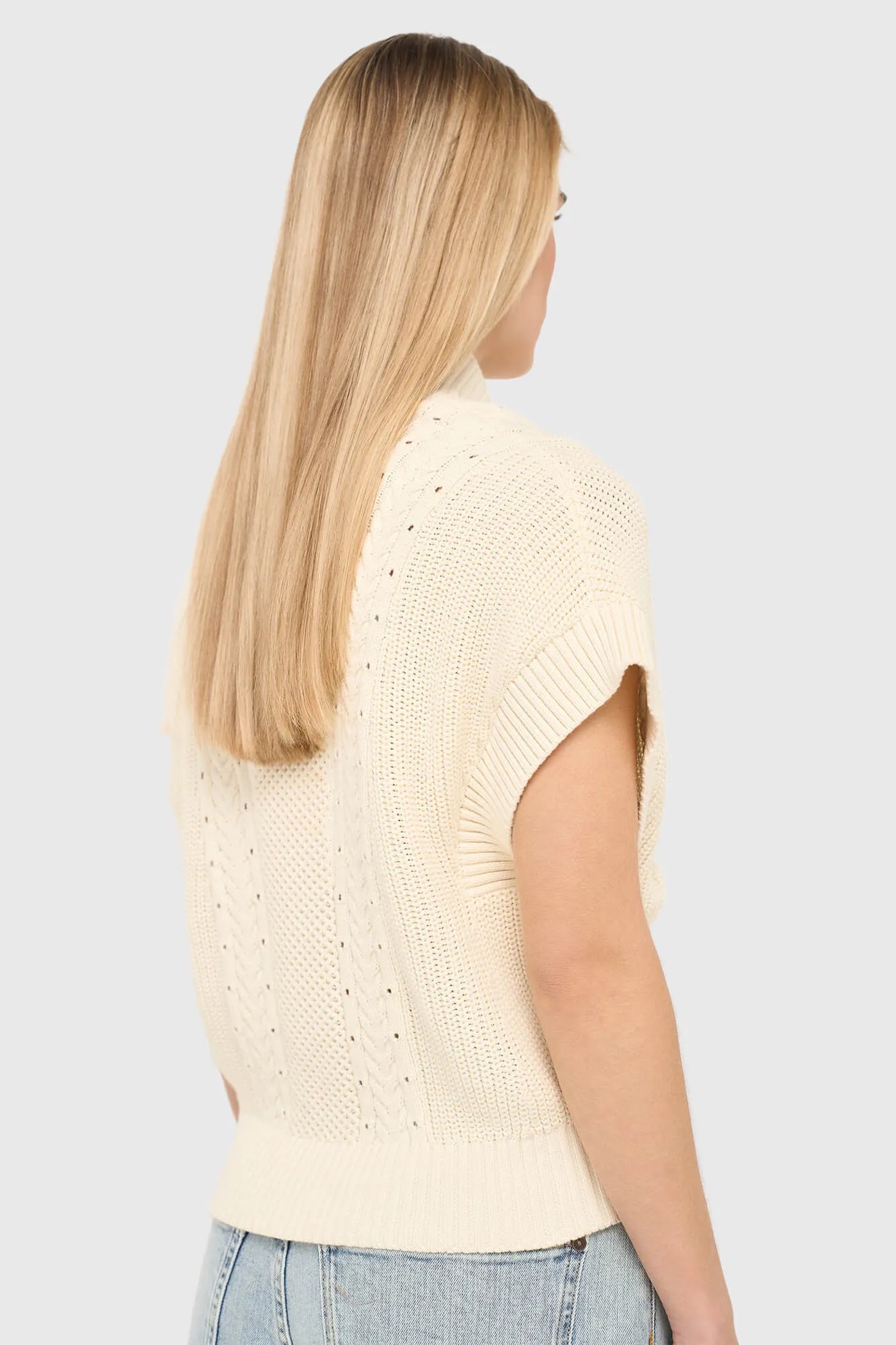 Katoenen Spencer Vest Kabel Dames Viggo Off White