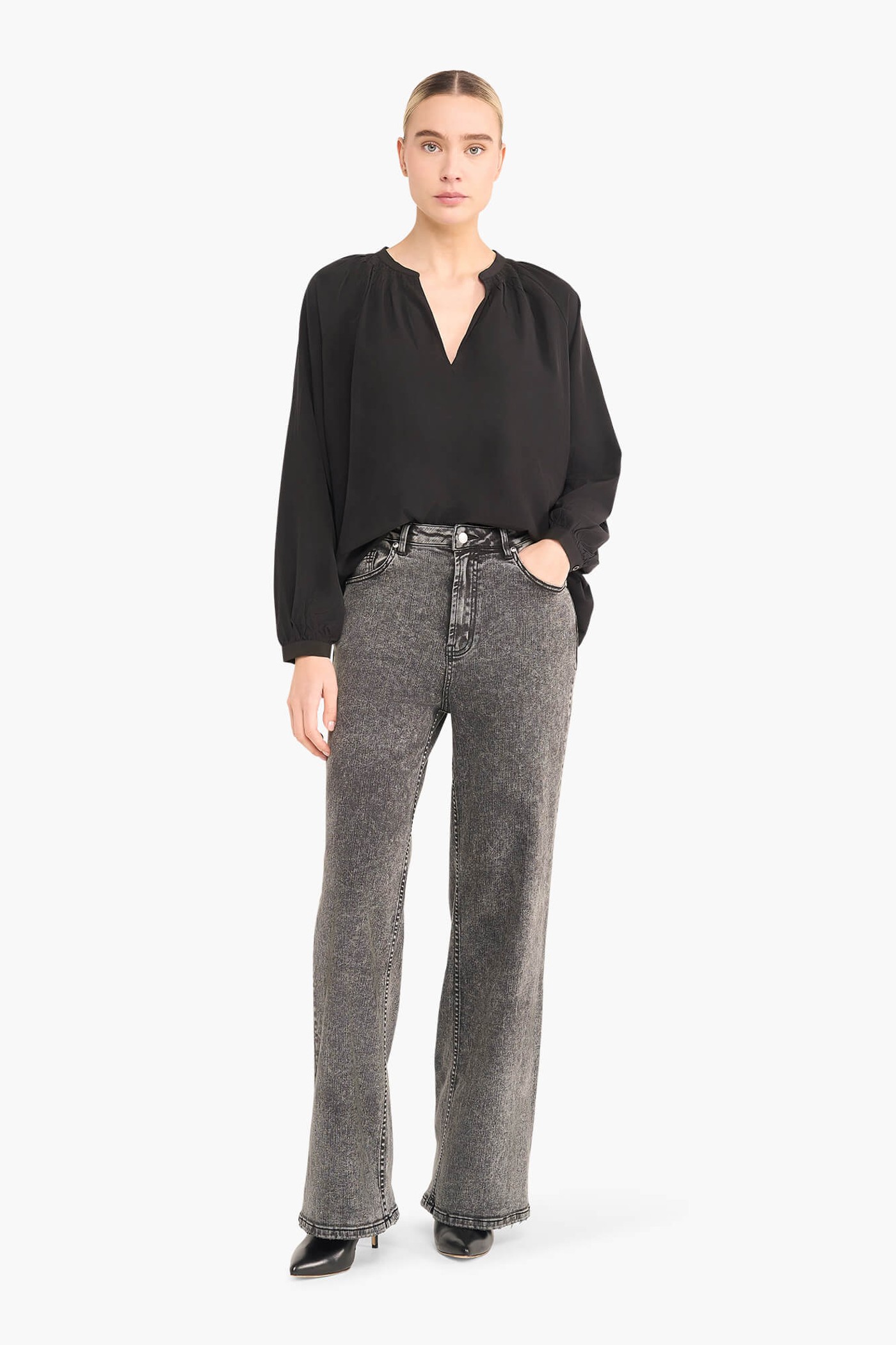 ZIJDEN DAMES BLOUSE LANDON ZWART