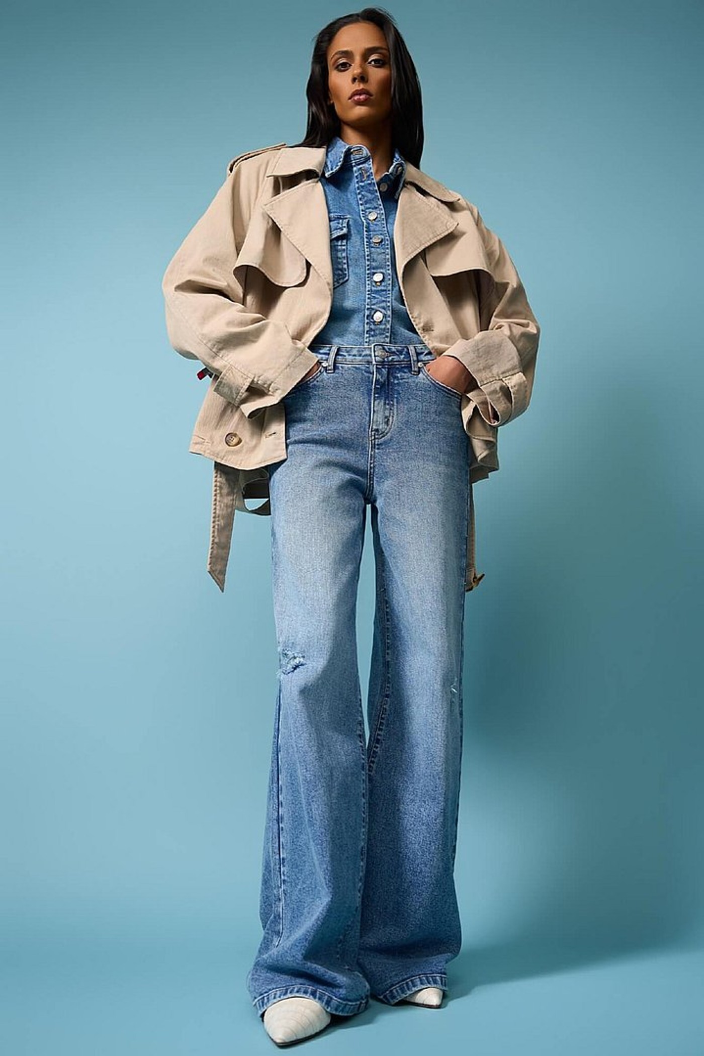 Beige Korte Trenchcoat Cayden