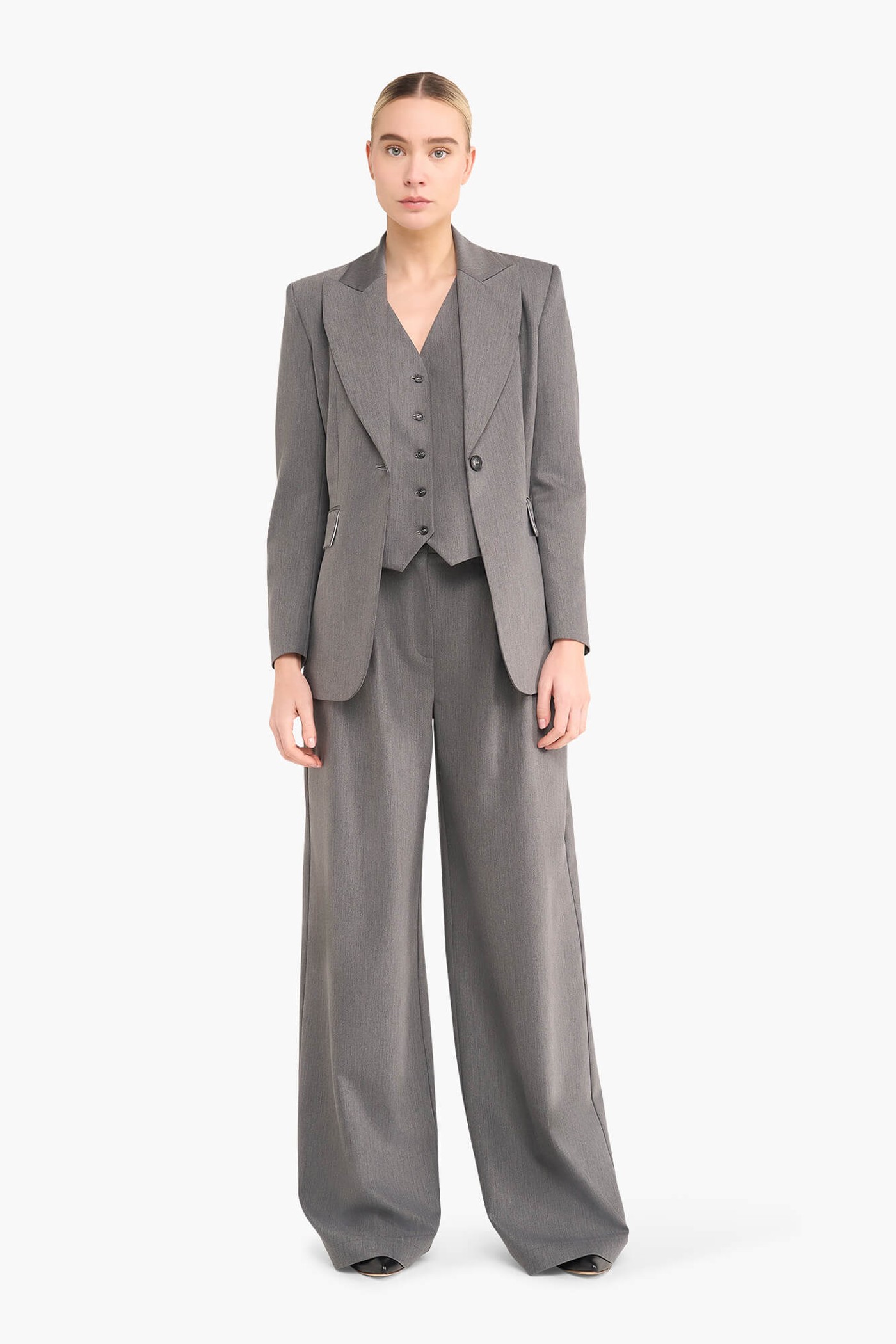 BROEK DAMES WIJDE PIJP DOLLAR GRIJS