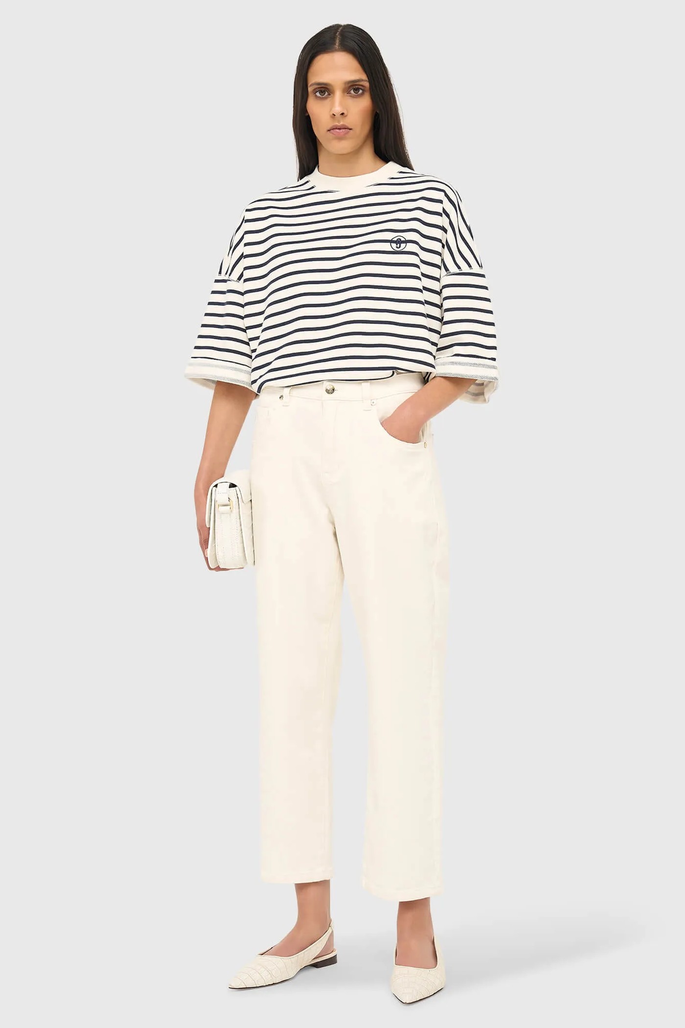 Boyfriend Jeans Dames Mid Rise Stretch Bailey Off White 264