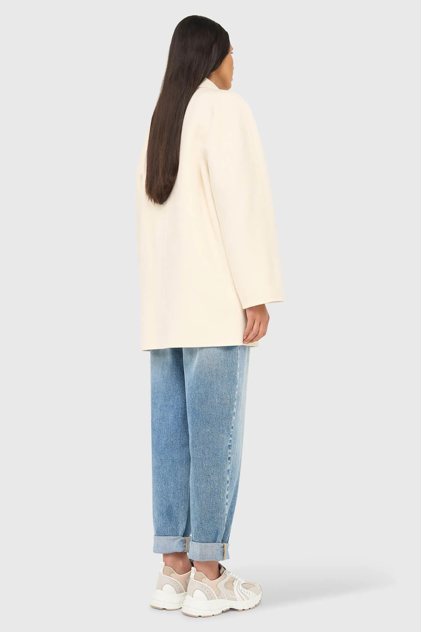 Cashmere Caban Jas Dames Double Face Kennedy Off White