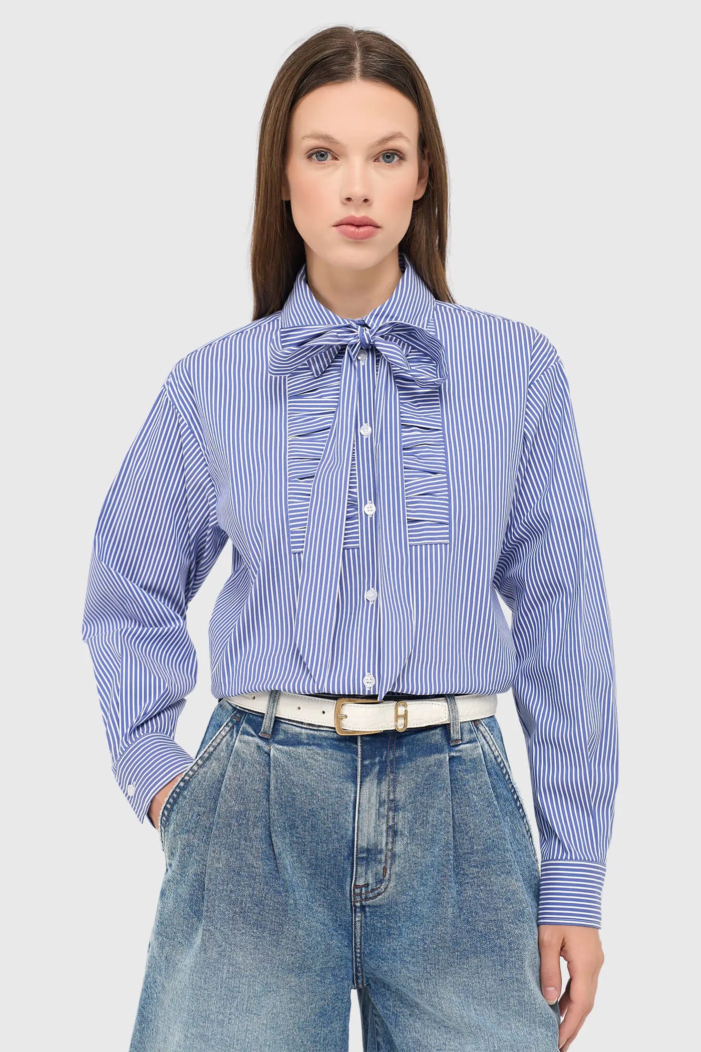 Blouse Dames Gestreept Brendan Blauw