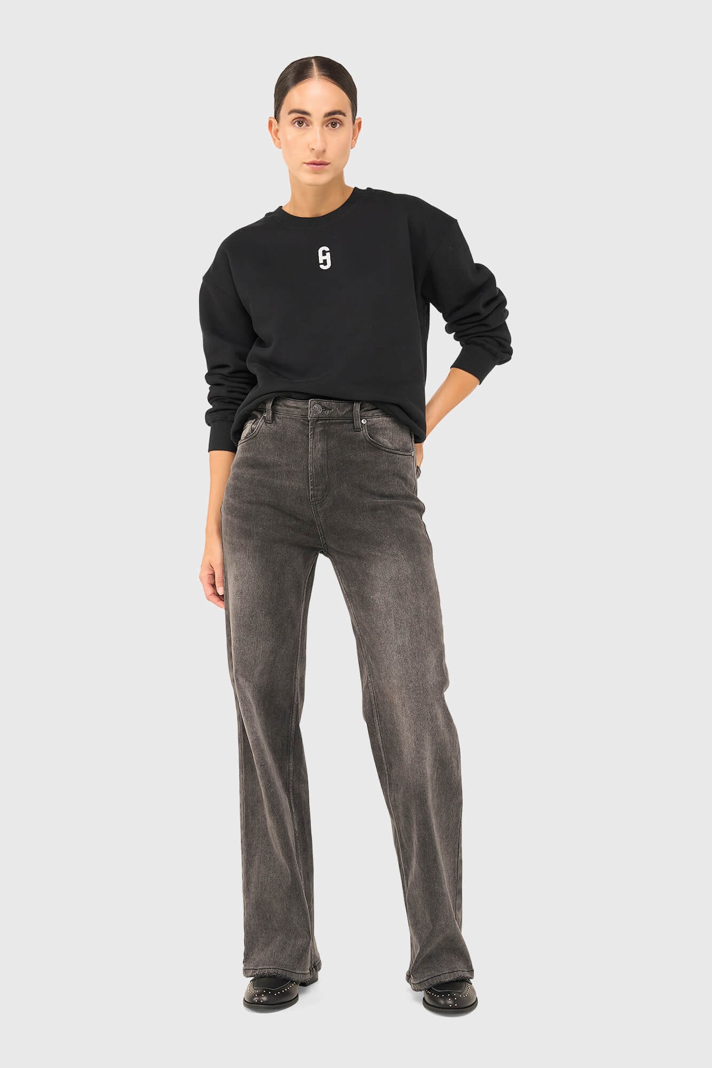 Jeans Dames Wijde Pijp Jason Grijs 415