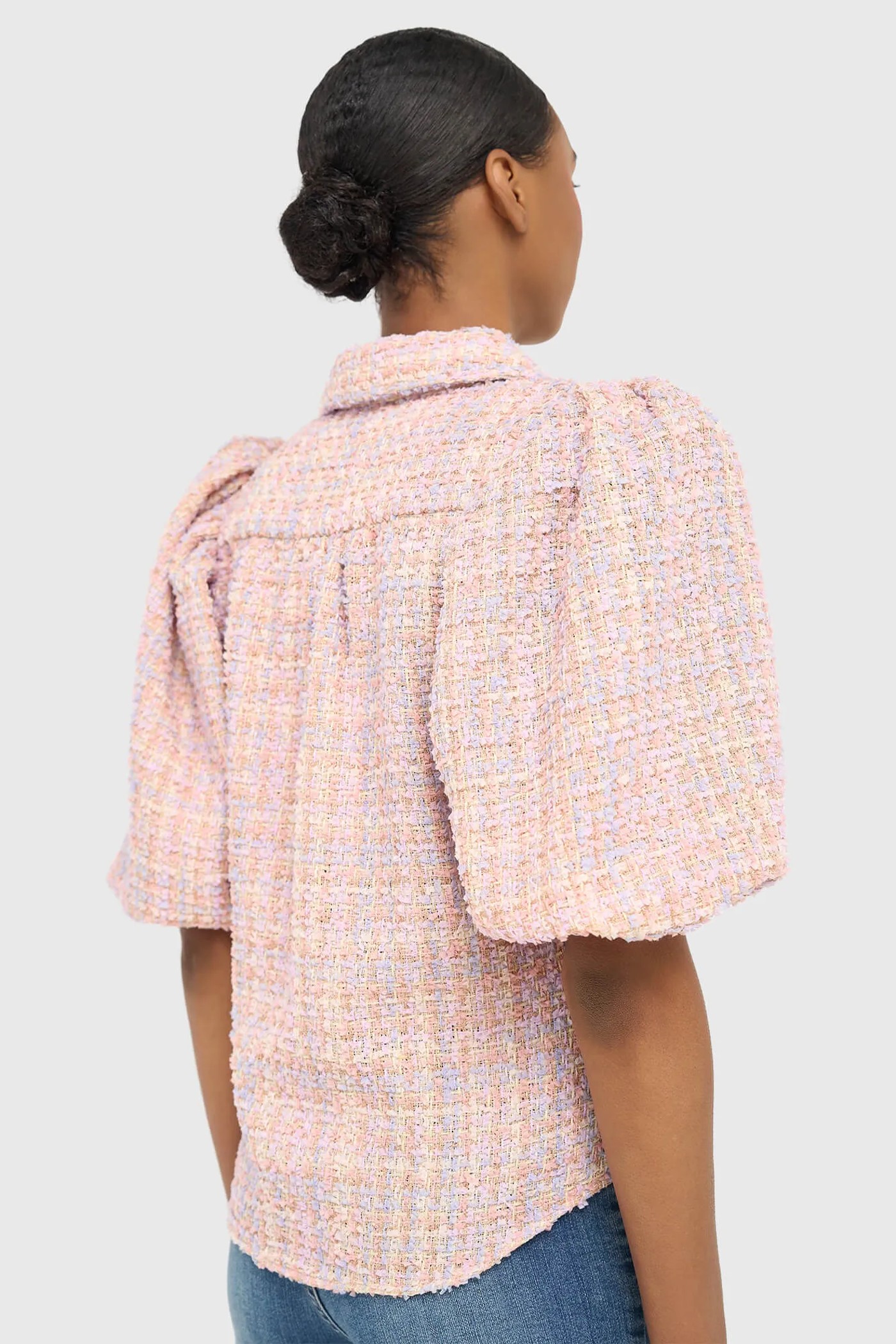 Blouse Dames Pof Mouw Tweed Lars Lila