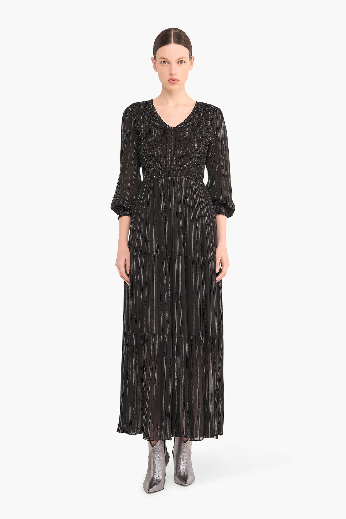 Jurk Lang Lurex Smog Finn Zwart