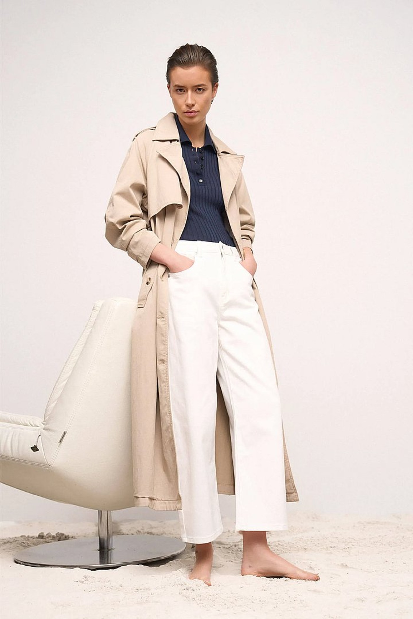 Boyfriend Jeans Dames Mid Rise Stretch Bailey Off White 264