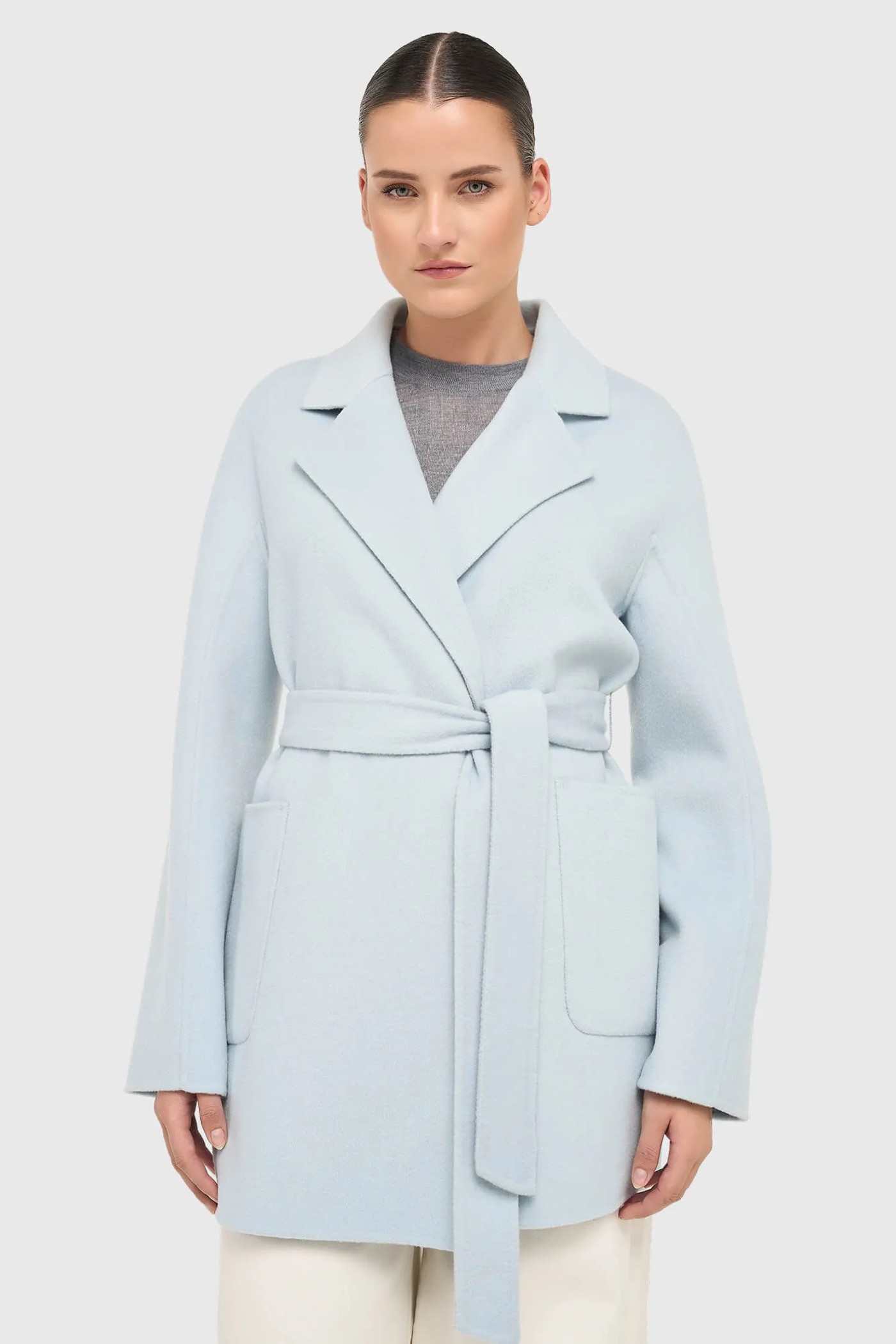 Cashmere Dames Jas Double Face Calvin Blauw