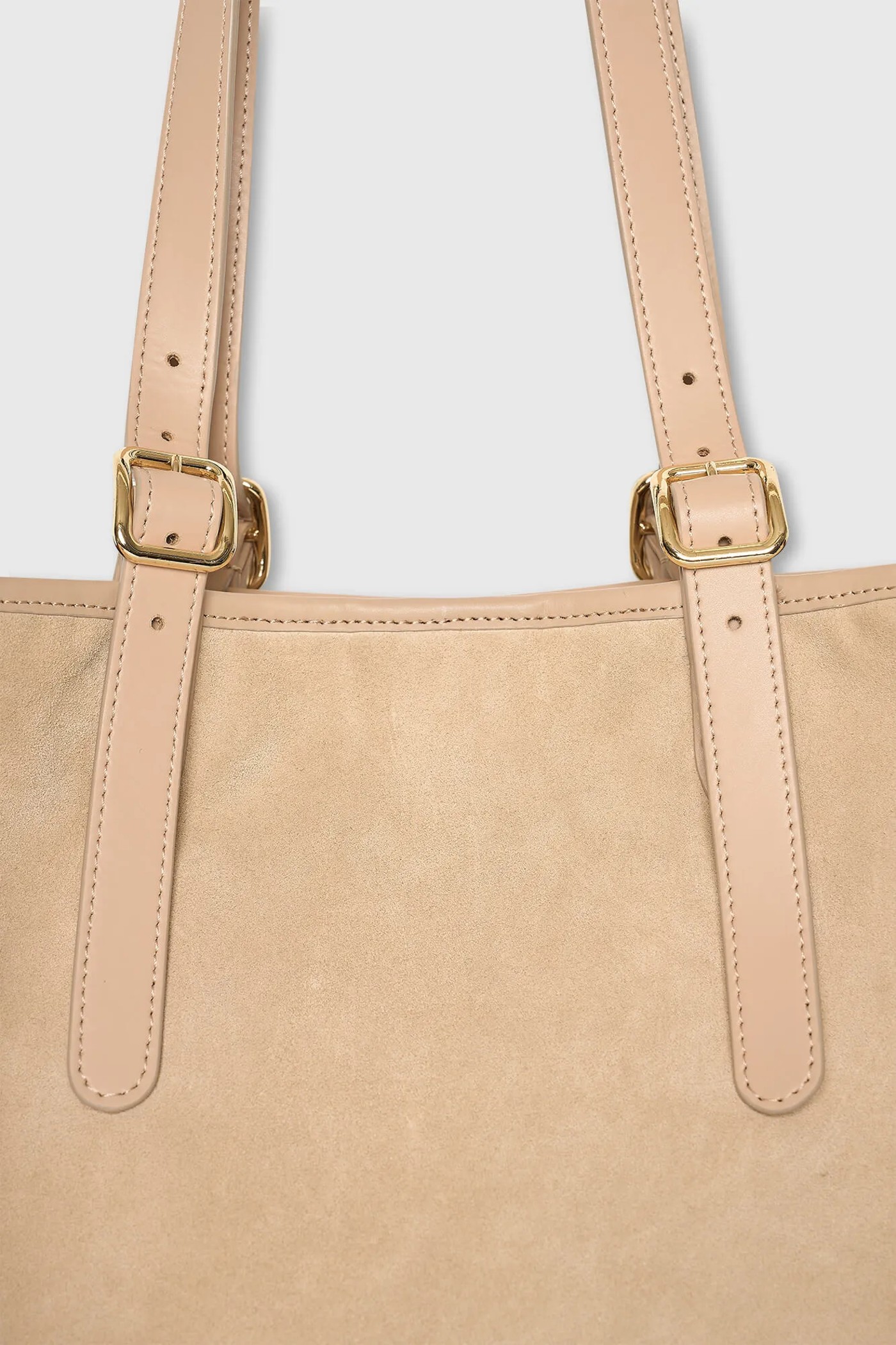 Suede Leren Dames Handtas Shopper Harper Beige