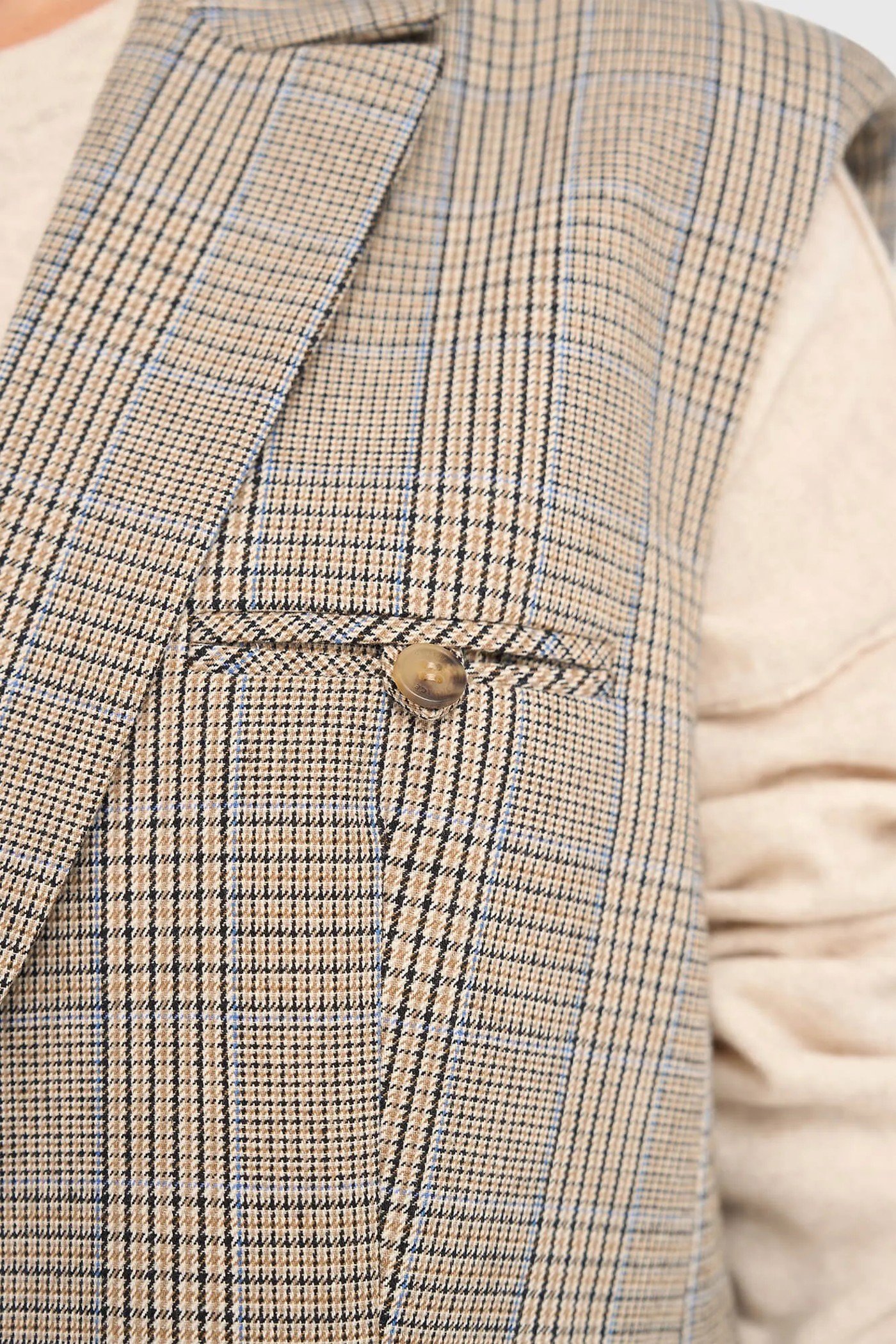 Blazer Vest Dames Ruit Marvin Beige
