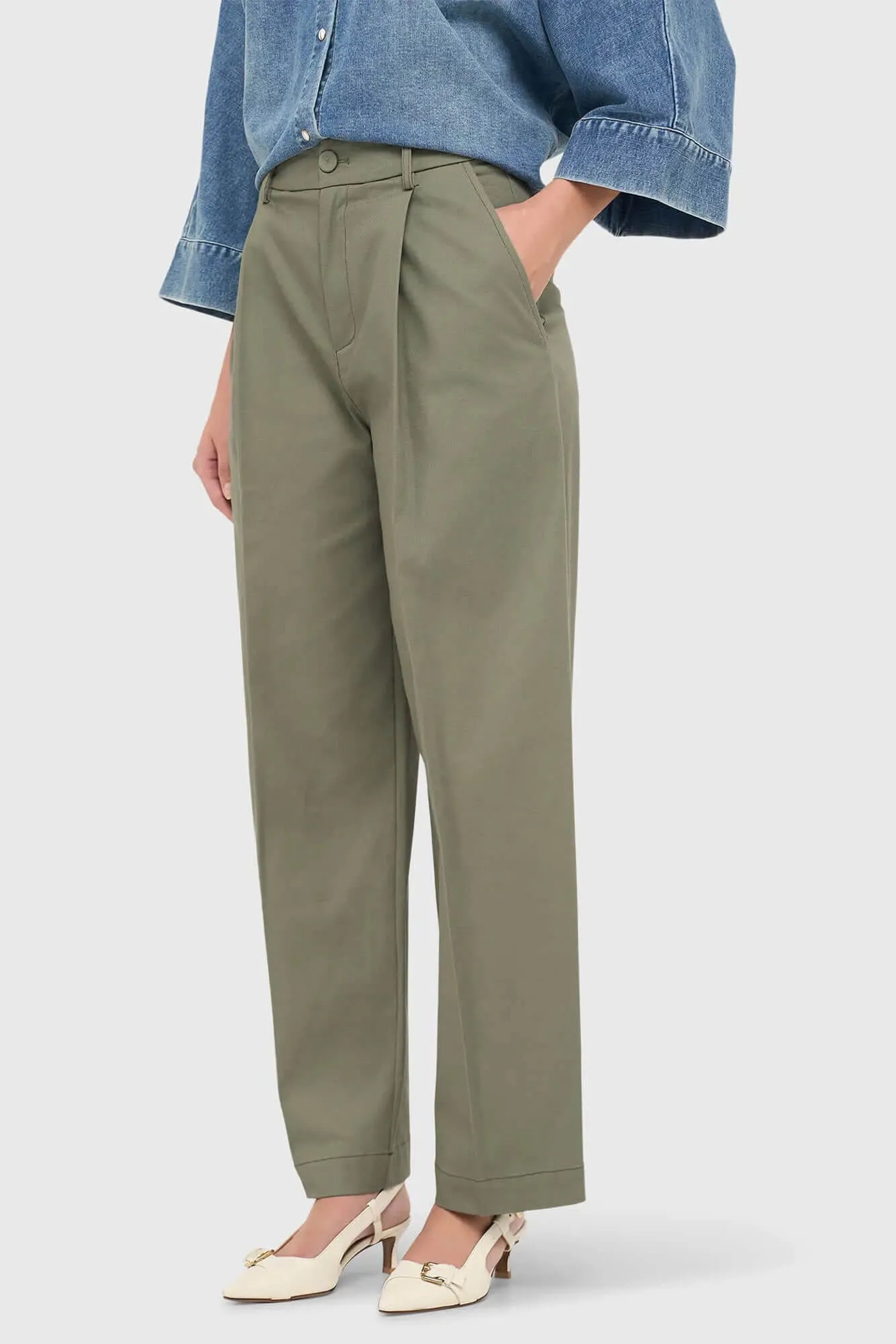 Groene Katoenen Paperbag Broek Steekzakken Barrel Balti