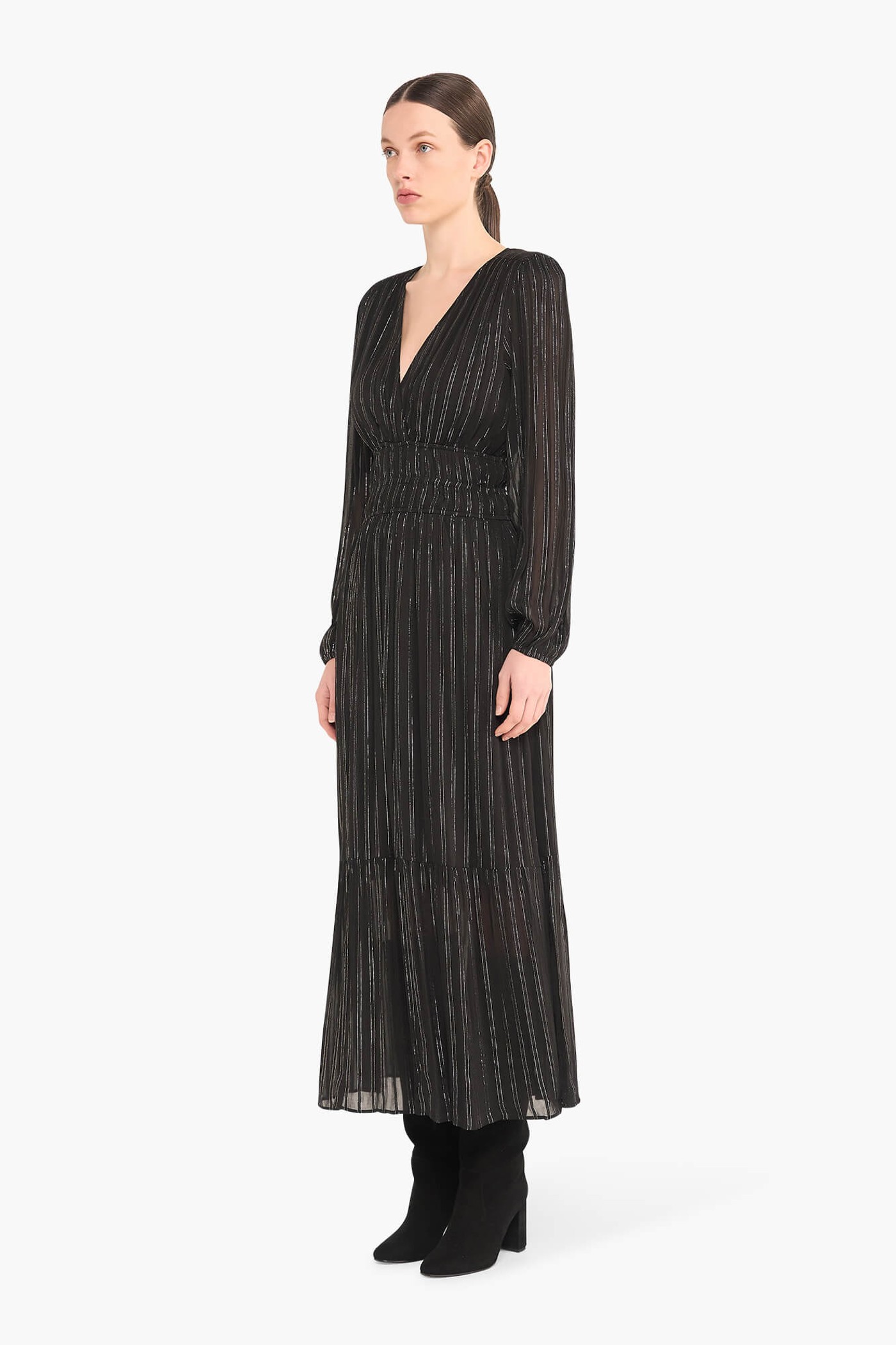 Jurk Lang Lurex Ealstiek Milan Zwart